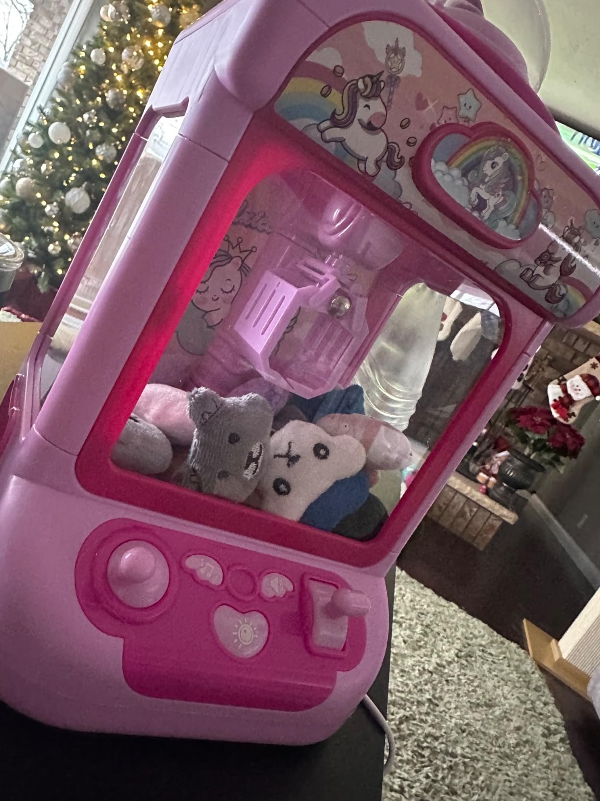 Marlrin Claw Machine for Kids, Mini Vending Machine Girls Unicorn Toys | Candy Grabber Prize Dispenser with Sound & 20 Mini Plush Toys, Electronic Arcade Game Indoor Toy for Home Party Birthday Gift customer photo 1
