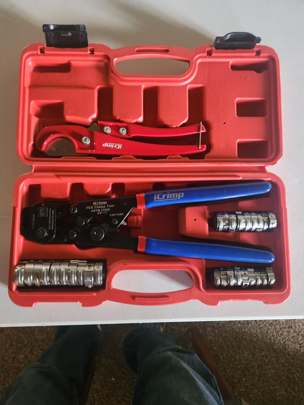 iCrimp PEX Crimping Tool Kit for 3/8-in, 1/2-in, 3/4-in, 1-in PEX Clamp Cinch & Removal, c/w 1/2''(20 Pack) and 3/4''(10 Pack) PEX Clamp Rings, PEX Tubing Cutter customer photo 1