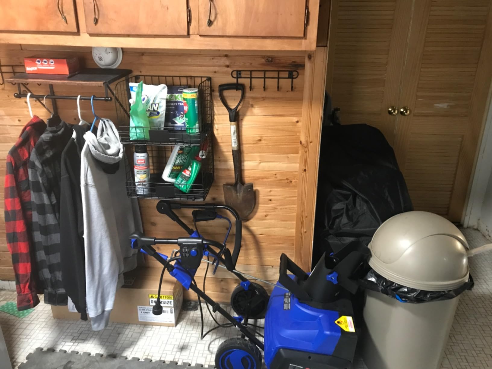 Laundry Room Shelves Wall Mounted with Wire Baskets, Over the Washer and Dryer Shelf with Clothes Drying Rack, Wire Shelves Baskets for Laundry Closet Organization and Storage, Wood+Metal, Black customer photo 1