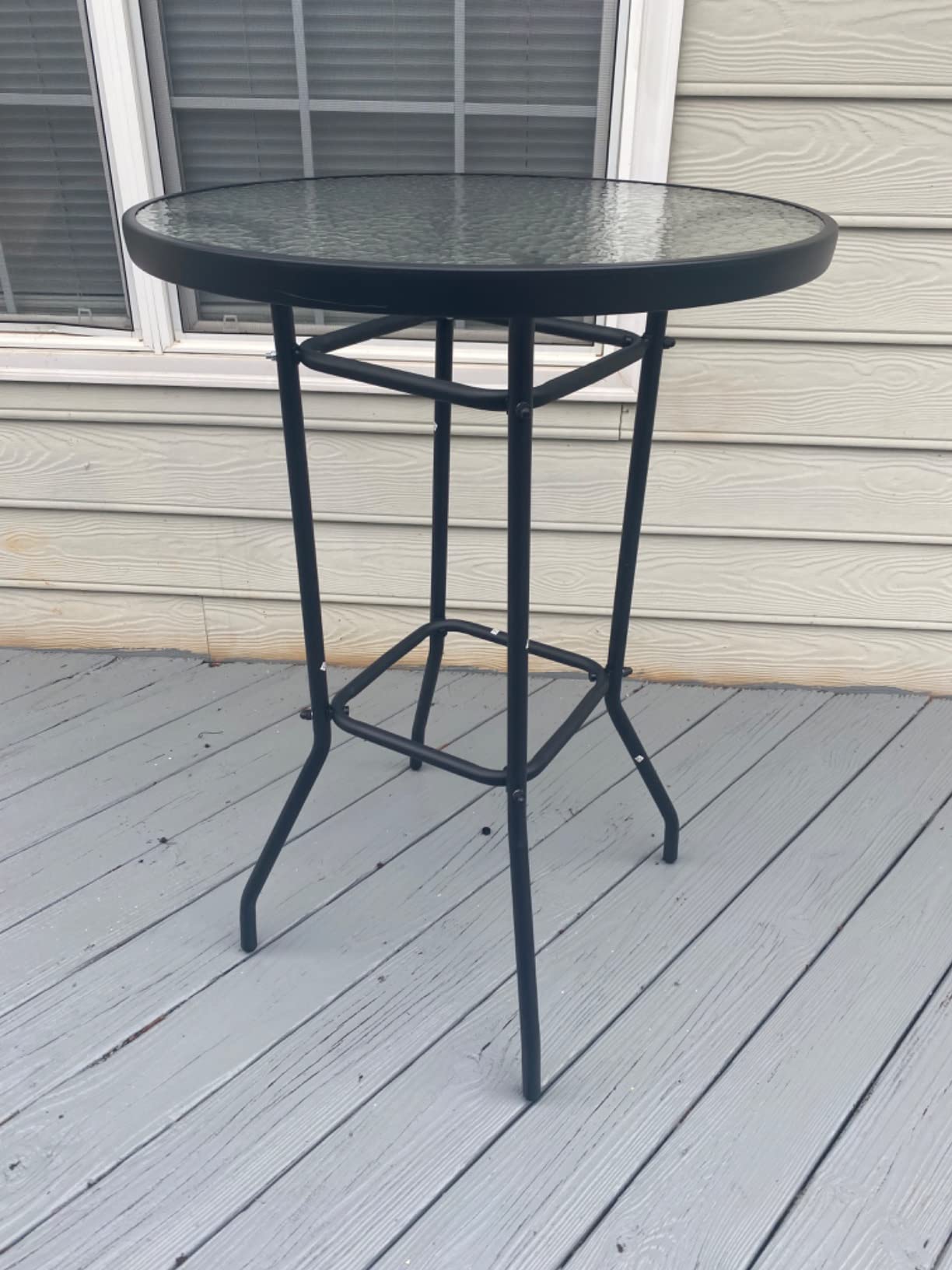 Tangkula 3 Pieces Outdoor Patio Bar Set, Outdoor Bistro Set with 2 Bar Stools and 1 Tempered Glass Bar Table, Bar Height Patio Table and Stools Set for Backyard, Garden, Lawn (Coffee) customer photo 1