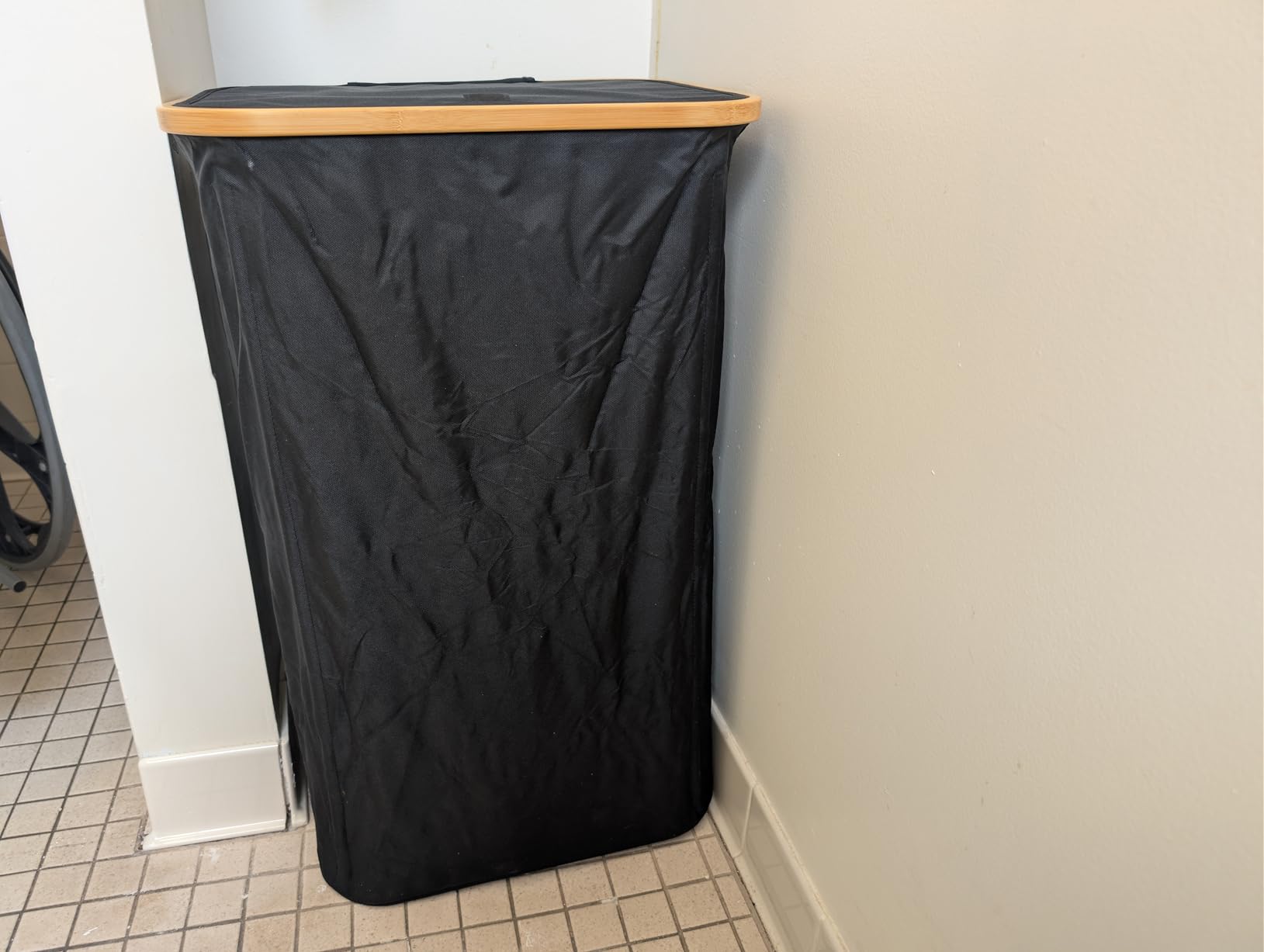 SpaceAid Laundry Hamper with Lid, 110L Large Tall Clothes Basket Bin with Bamboo Handles, Collapsible Laundry Hamper for Bedroom, Bathroom, Dorm, Laundry Room - Grey customer photo 1