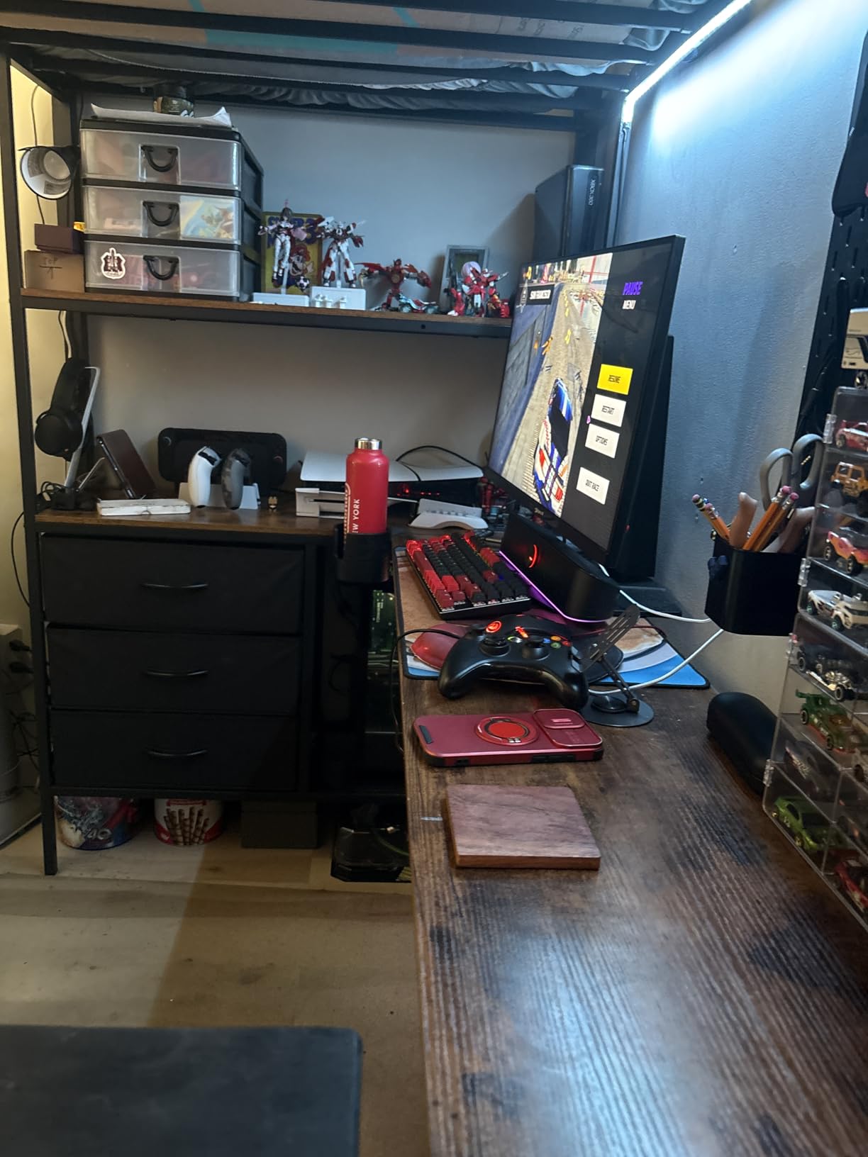 Twin Loft Bed with Desk, 3 Storage Drawers & Open Shelves, Charging Station customer photo 2