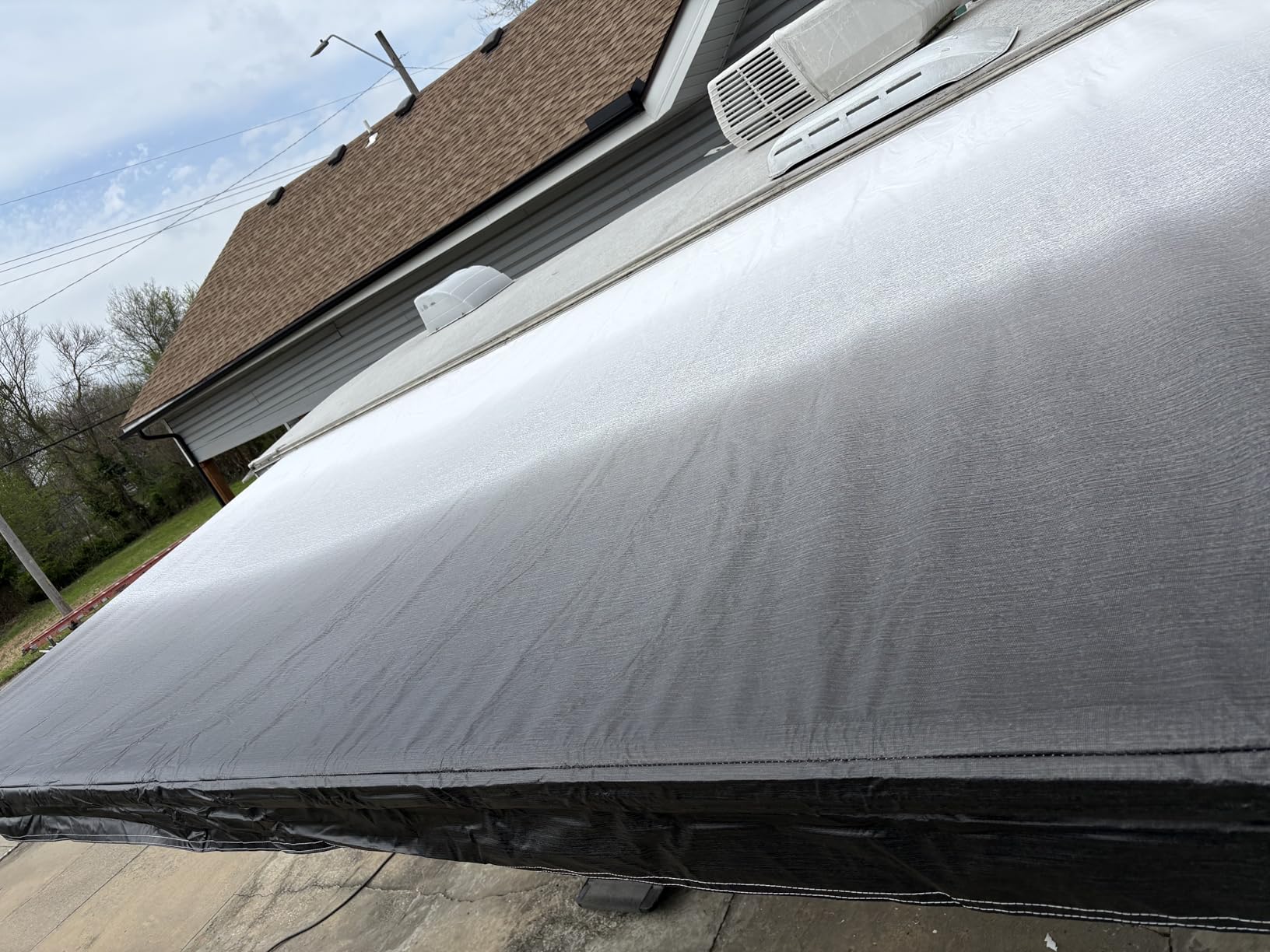RV Awning Fabric Replacement, 19.5oz Heavy-Duty Weatherproof Vinyl Camper Awning Replacement Universal Outdoor Canopy for RV, Motorhome, Trailer Awnings (Gray Fade, 17'(Fabric 16'2