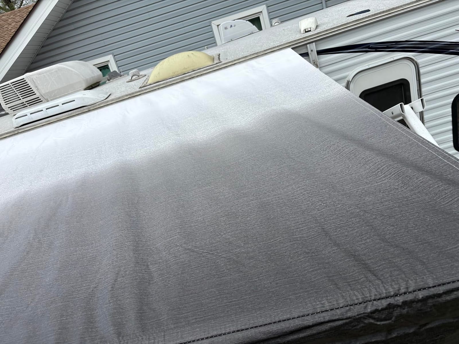RV Awning Fabric Replacement, 19.5oz Heavy-Duty Weatherproof Vinyl Camper Awning Replacement Universal Outdoor Canopy for RV, Motorhome, Trailer Awnings (Gray Fade, 17'(Fabric 16'2