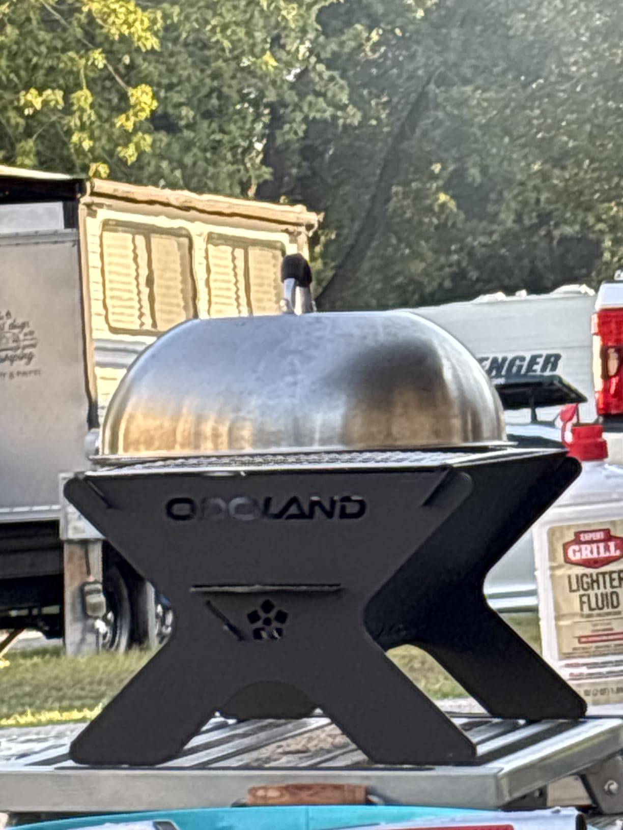 Odoland Portable Folding Charcoal Grills for Outdoor Cooking Bonfire BBQ, Heavy Duty Iron, Campfire for Picnic Patio Backyard, Firepit and Barbecue Grill, Easily Set Up with Carry Bag Compact Size customer photo 1