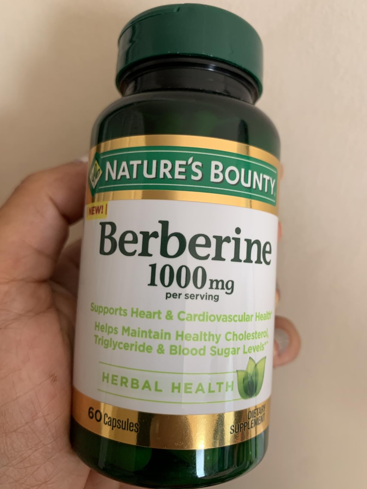 Nature's Bounty Berberine 1000mg Capsules, 60 Count | Supports Heart Health, Cholesterol & Blood Sugar Levels in a Normal Range, Non-GMO Supplement customer photo 2
