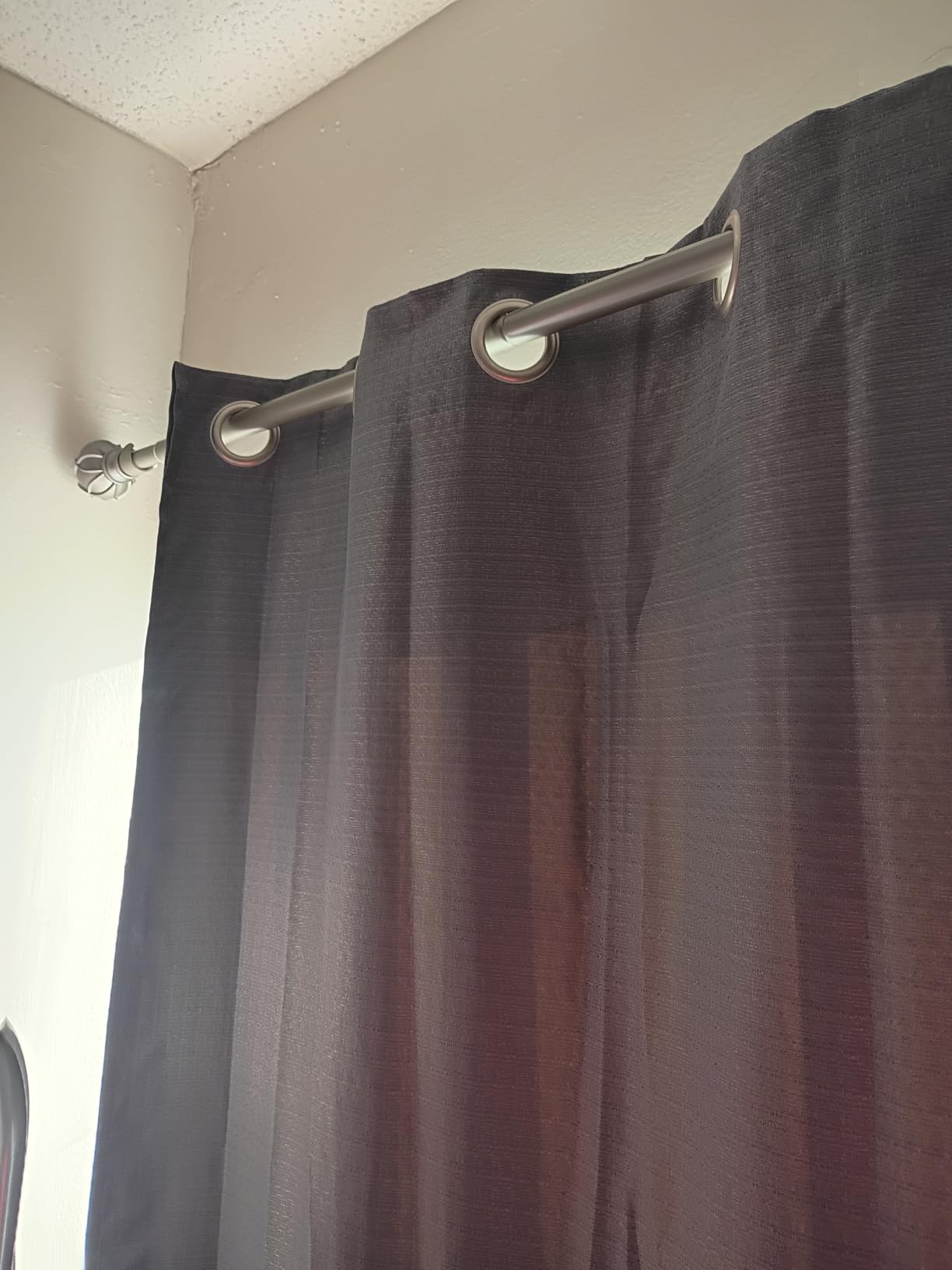 KAMANINA Black Curtain Rod for Windows 72 to 144 Inch, Long Heavy Duty Rods | 7/8 Inch Adjustable Drapery Rods, Decorative Netted Texture Finials, Easy Wall Mount for Living Room, Bedroom customer photo 1