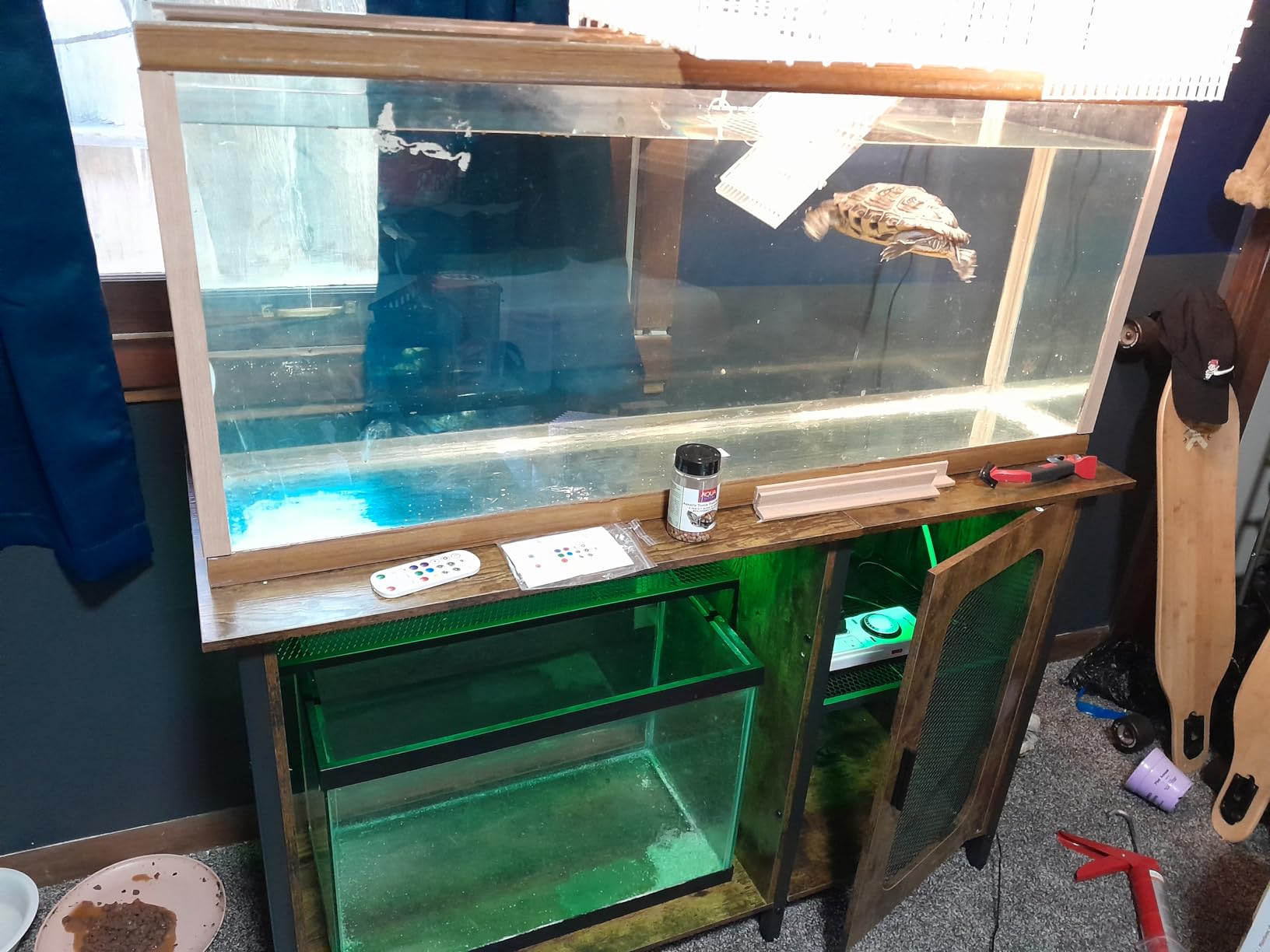 Unikito 55-75 Gallon Aquarium Stand with Power Outlets & LED Light, Black customer photo 2