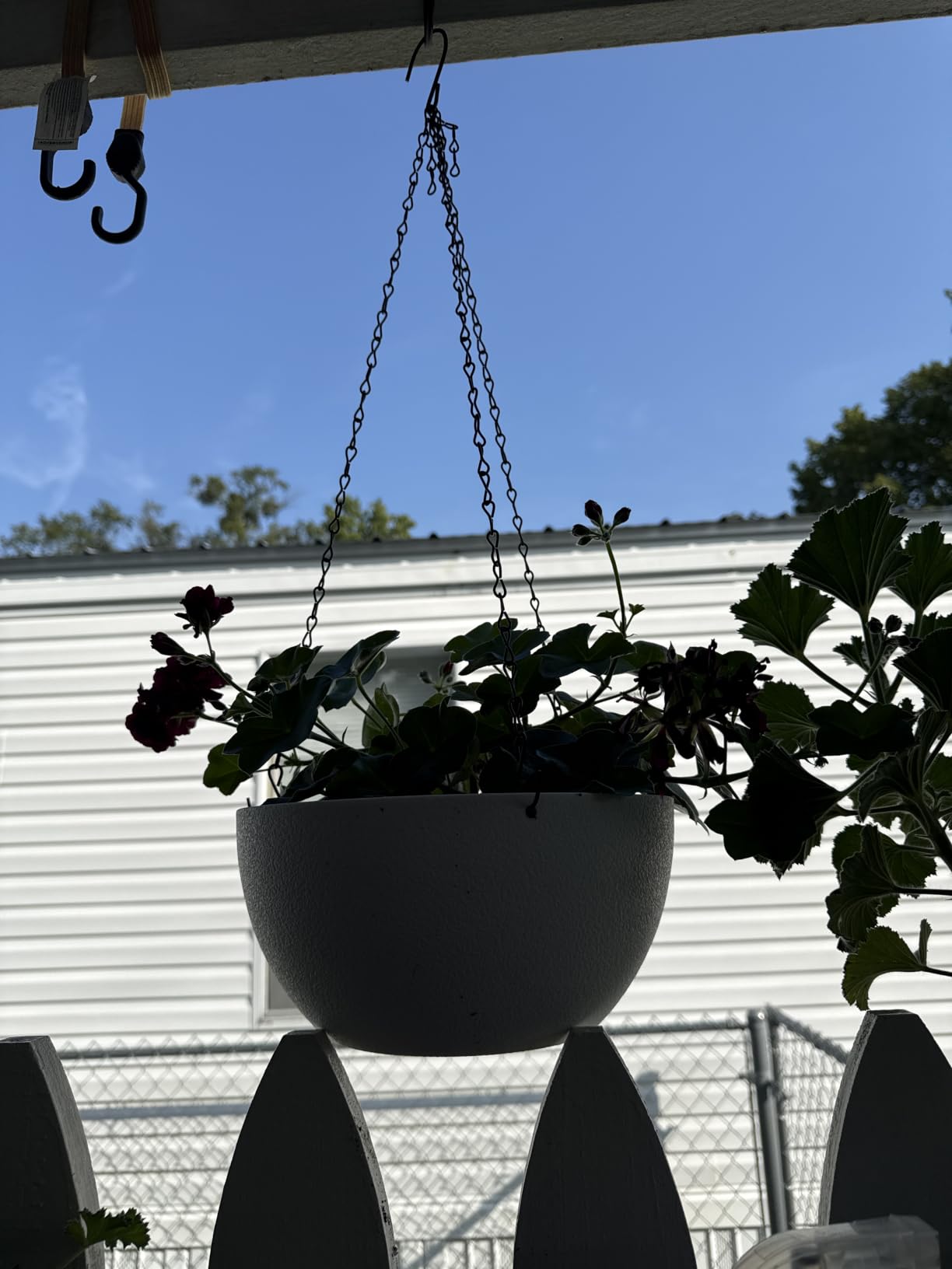 WSMKSZ 10inch Hanging Planters for Outdoor Indoor Plants with Drainage Holes and Chain, 2 Pack Round Hanging Flower Pots for Garden Home Porch Decor, Black with Green Speckles customer photo 1