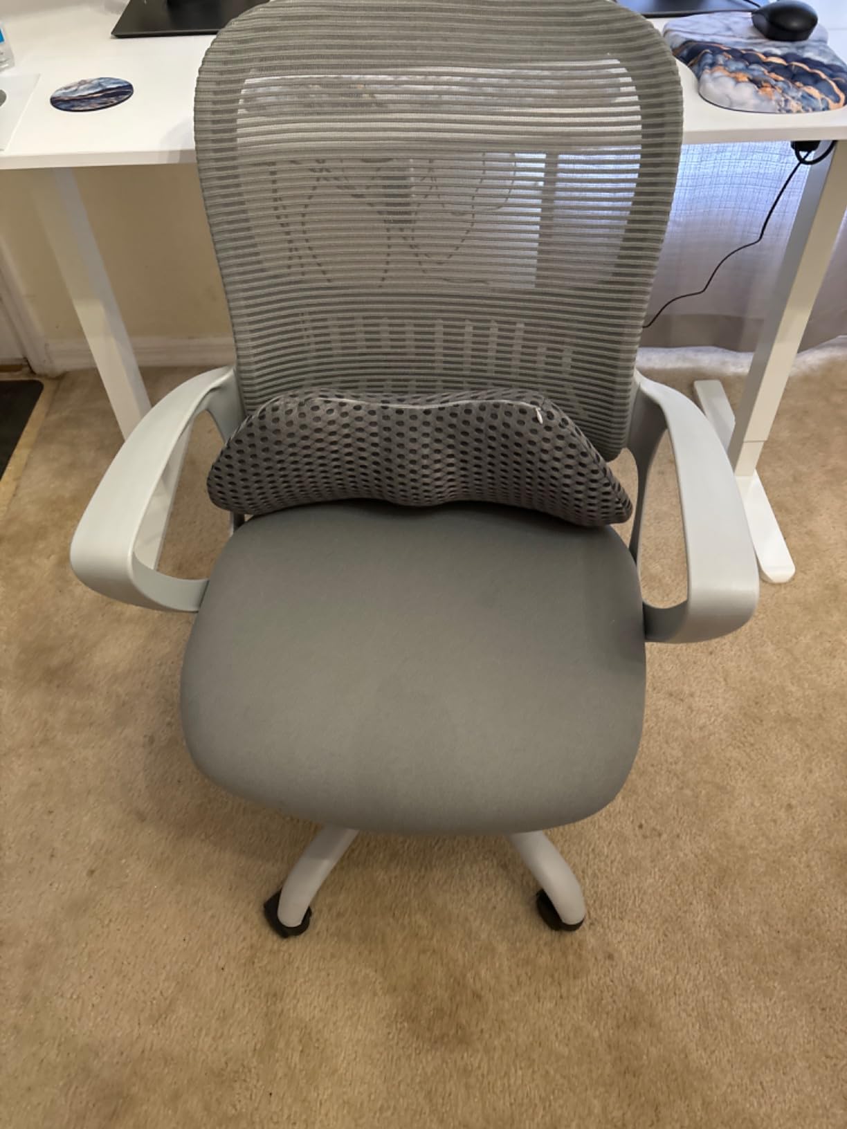 kasney Lumbar Support Pillow for Office Chair, Back Support Pillow, Gray customer photo 1