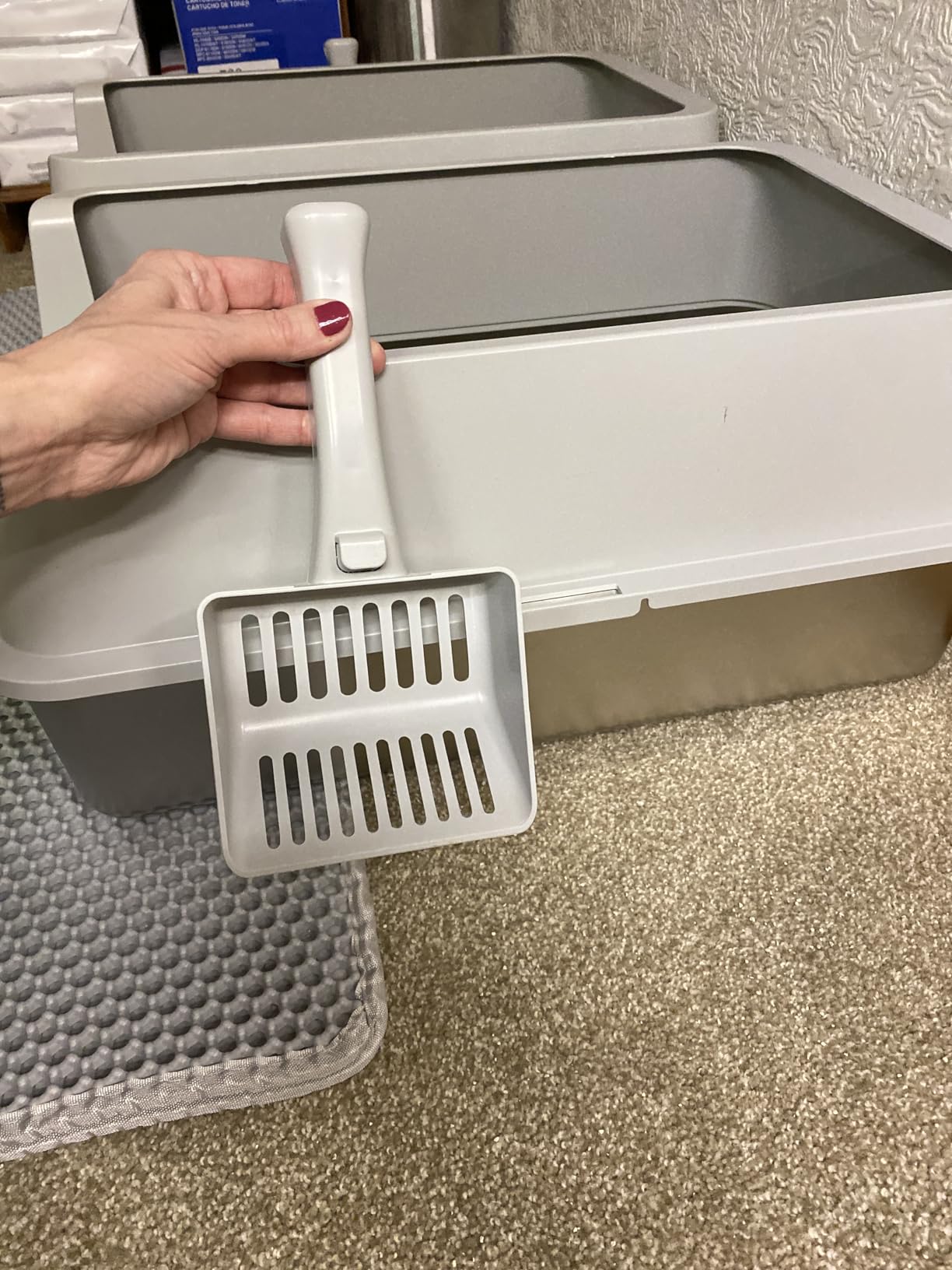 Stainless Steel Litter Box,XXL Metal Cat Litter Box for Big Cats 8IN Deep, Cat LitterBox High Sided Pet Toilet Easy to Clean,Cats Litter Pan for Adult Cats,Non Stick, No Smell customer photo 1