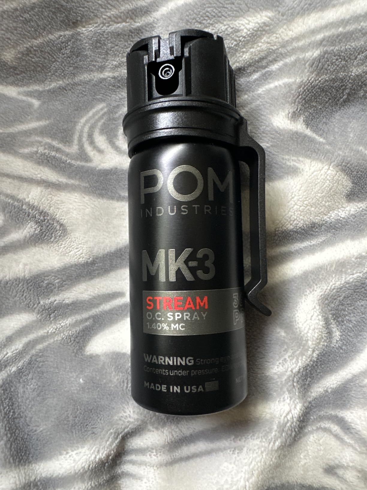 POM MK3 Pepper Spray, Belt Clip Model, Maximum Police Strength OC with UV Marking Dye, Quick Flip Top Safety, 360° Performance At Any Angle, Powerful Accurate Stream, 18 ft Range, 1.8 fl oz customer photo 1