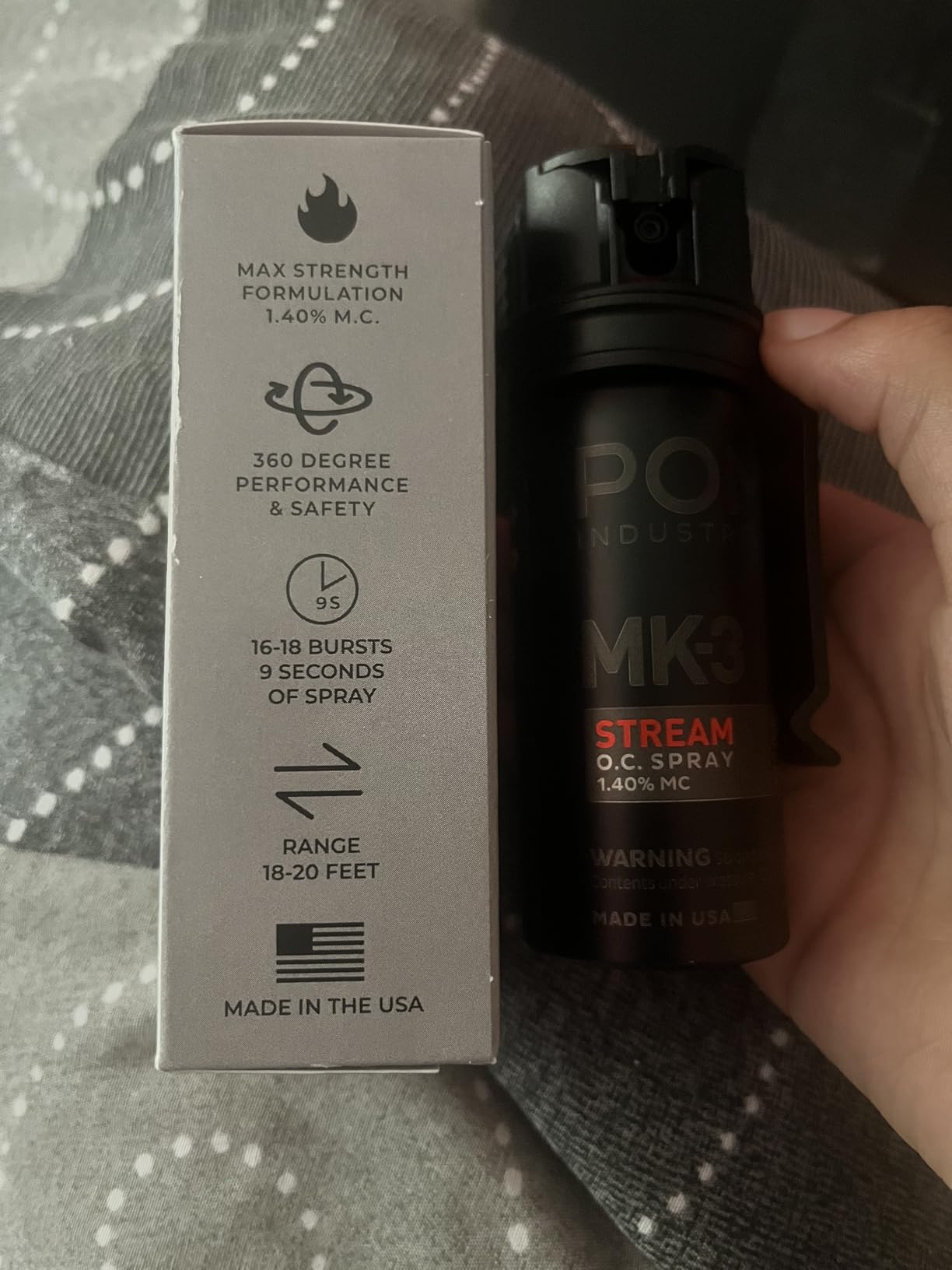 POM MK3 Pepper Spray, Belt Clip Model, Maximum Police Strength OC with UV Marking Dye, Quick Flip Top Safety, 360° Performance At Any Angle, Powerful Accurate Stream, 18 ft Range, 1.8 fl oz customer photo 2
