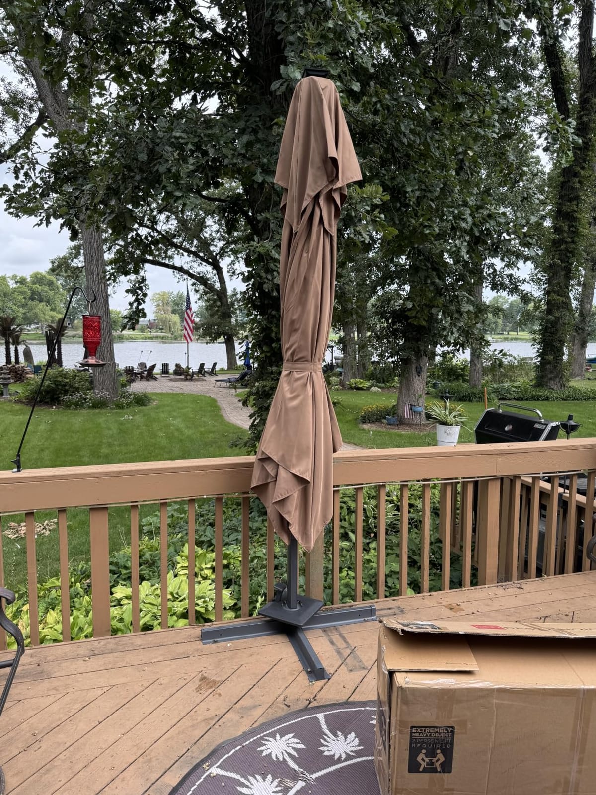Best Choice Products 10x10ft Cantilever Patio Umbrella w/Base Included, Solar LED Lights 360 Rotation Large Offset Hanging Outdoor Shade for Deck Pool Backyard w/Stand – Deep Taupe customer photo 2