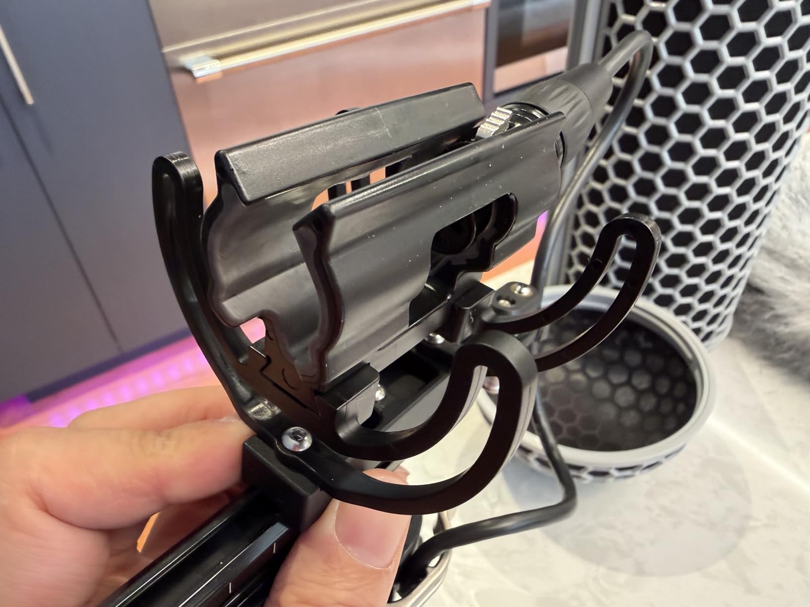 Micolive Upgrade Microphone Windshield Blimp, Windscreen Protect Cage with Shock Mount Suspension System, XLR Cable, Furry Deadcat Compatible with Rode NTG1/2/3/4/5 AT875R, Boya/MKE 600 Shotgun Mic customer photo 2