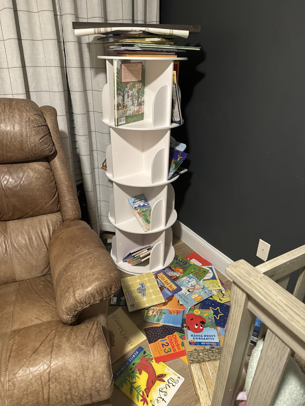 SpaceAid 4 Tier Rotating Bookshelf Tower, Spinning Bookcase Lazy Susan, Revolving 360 Book Shelf Storage Round Carousel customer photo 1