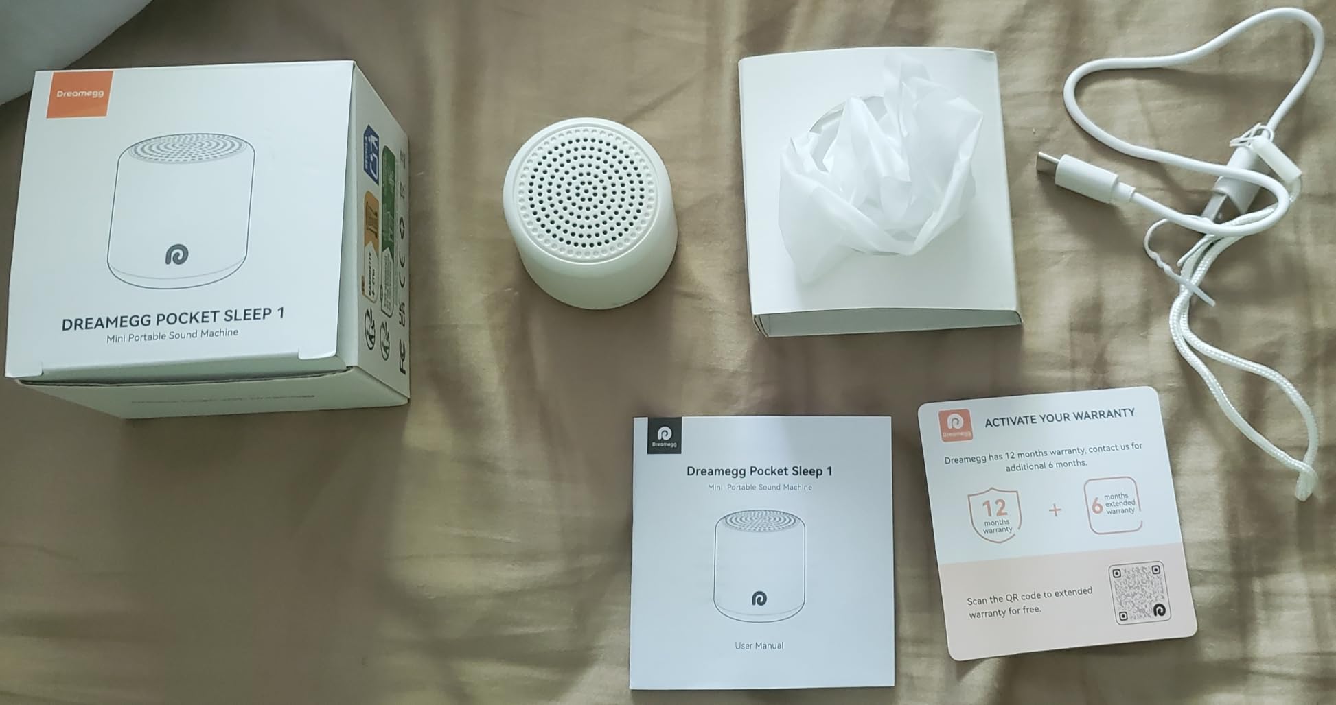 Dreamegg Portable White Noise Machine, 1000mAh Battery, Travel Sleep, Cream customer photo 1