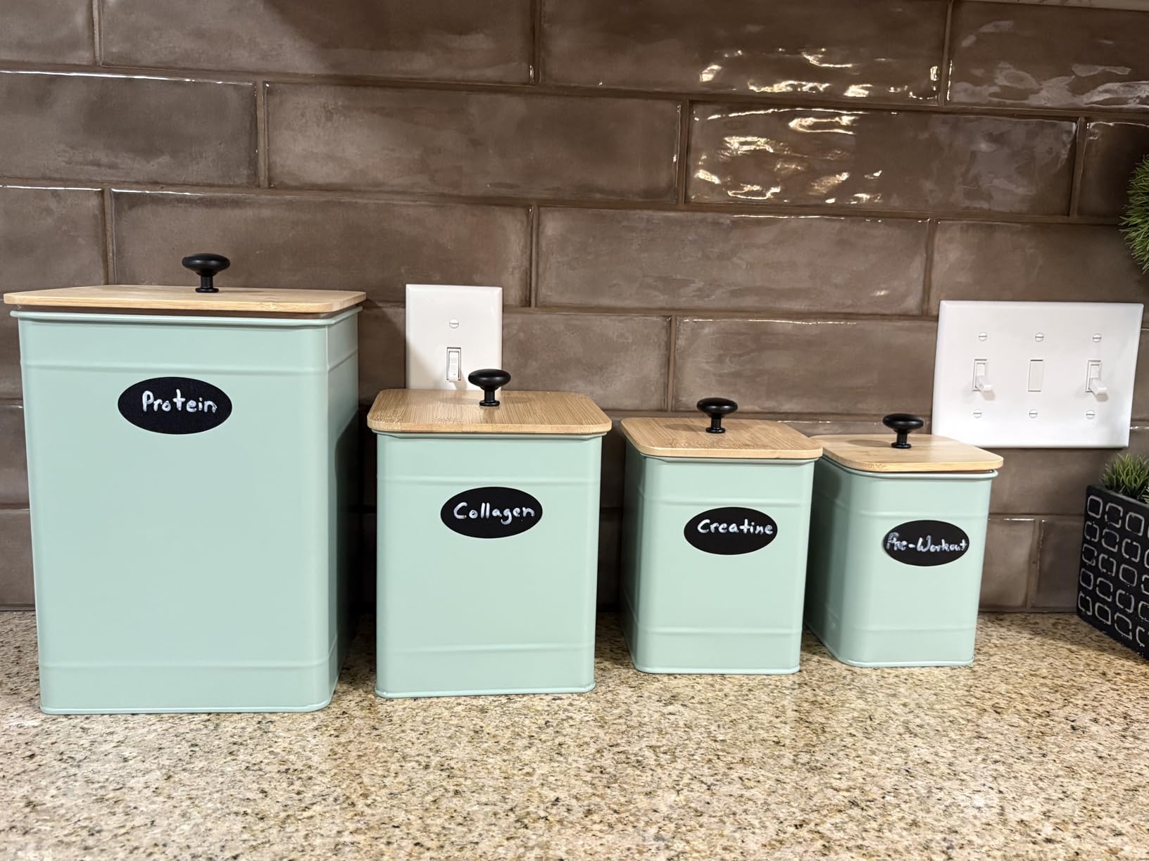 Kitchen Canisters for Countertop Set of 4 w/ Chalkboard Labels & Marker Pen customer photo 1