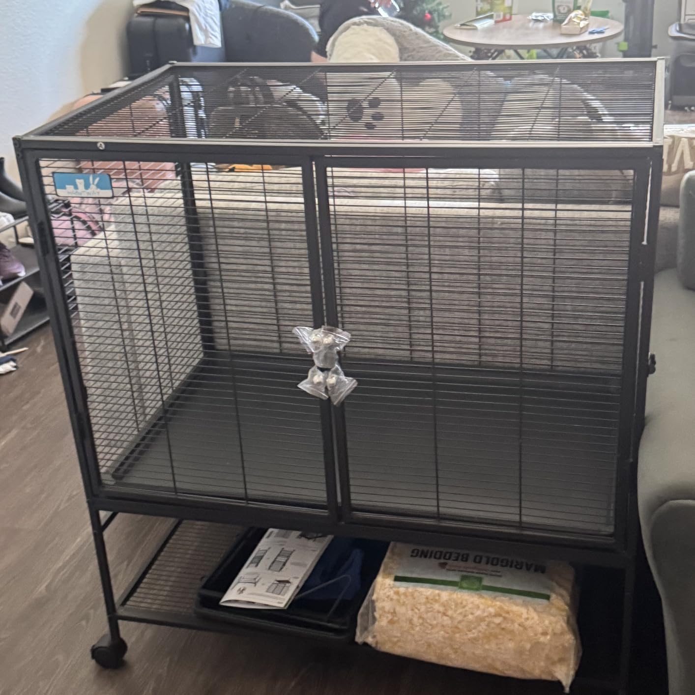 HABUTWAY 40''H Large Metal Rolling Ferrets Cage, 2-Tiers Small Animal Cages, Cage for Rats/Chinchillas, 0.5'' Bar Spacing for Ferret,Small Animal Cage w/Removable Ramp & Platform customer photo 2