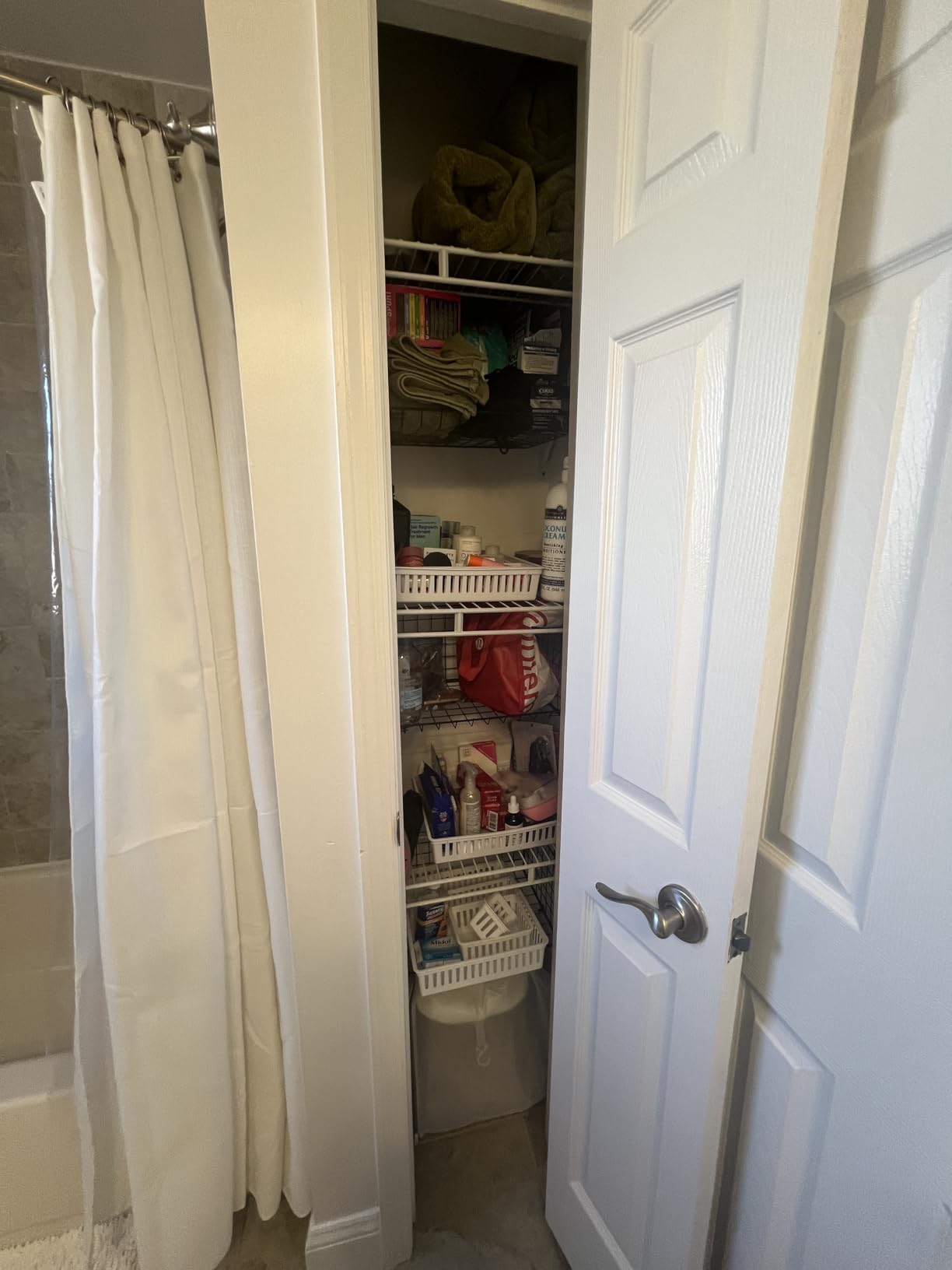 3-Tier Hanging Laundry Basket Organizer:Foldable Wire Shelf Laundry Room Organizer with 360°Rotating Hooks Small Space Solutions Closet Hanging Organizer - Laundry Organization, White Patent customer photo 1