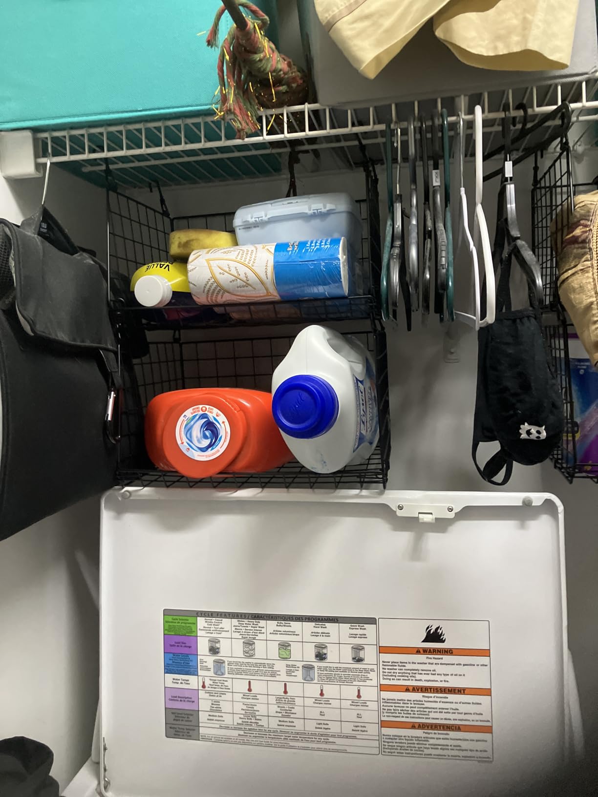 3-Tier Hanging Laundry Basket Organizer:Foldable Wire Shelf Laundry Room Organizer with 360°Rotating Hooks Small Space Solutions Closet Hanging Organizer - Laundry Organization, White Patent customer photo 2