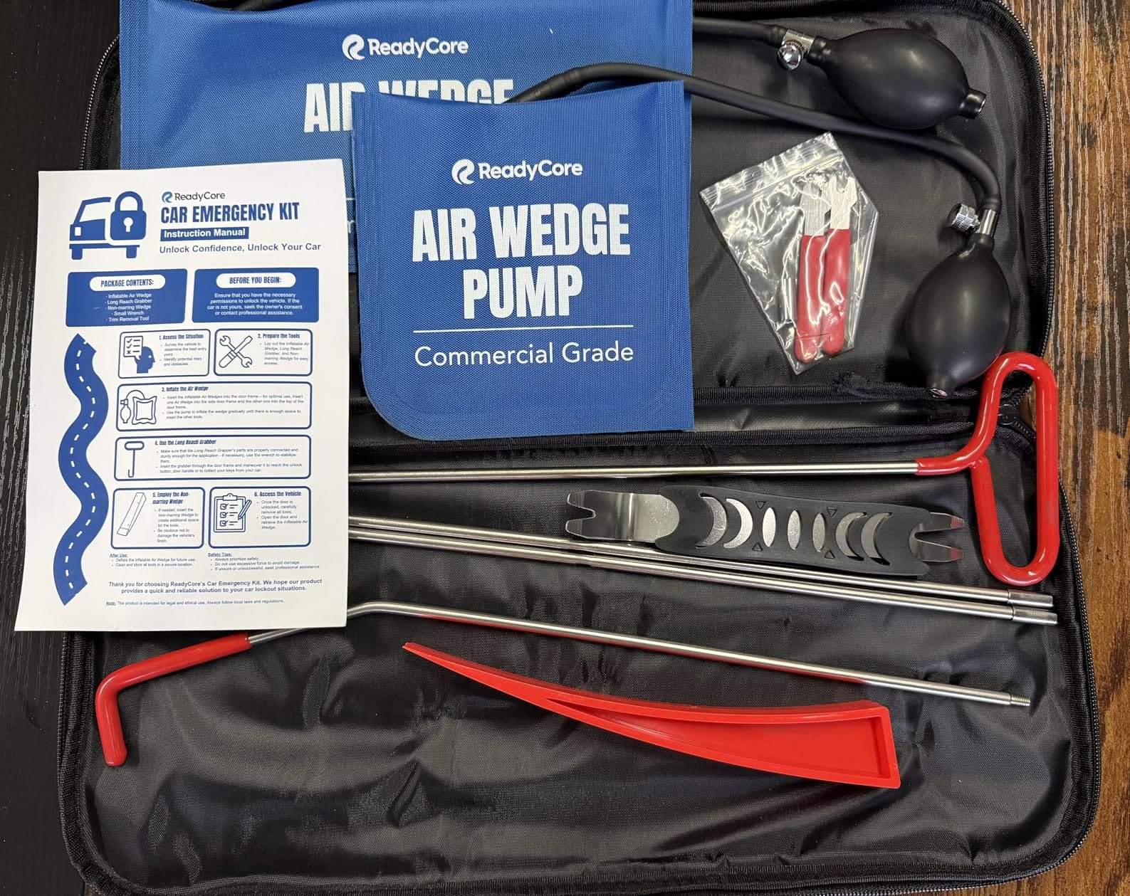 Car Tool Kit with Long Reach Hook and Air Wedge for Getting Things customer photo 2