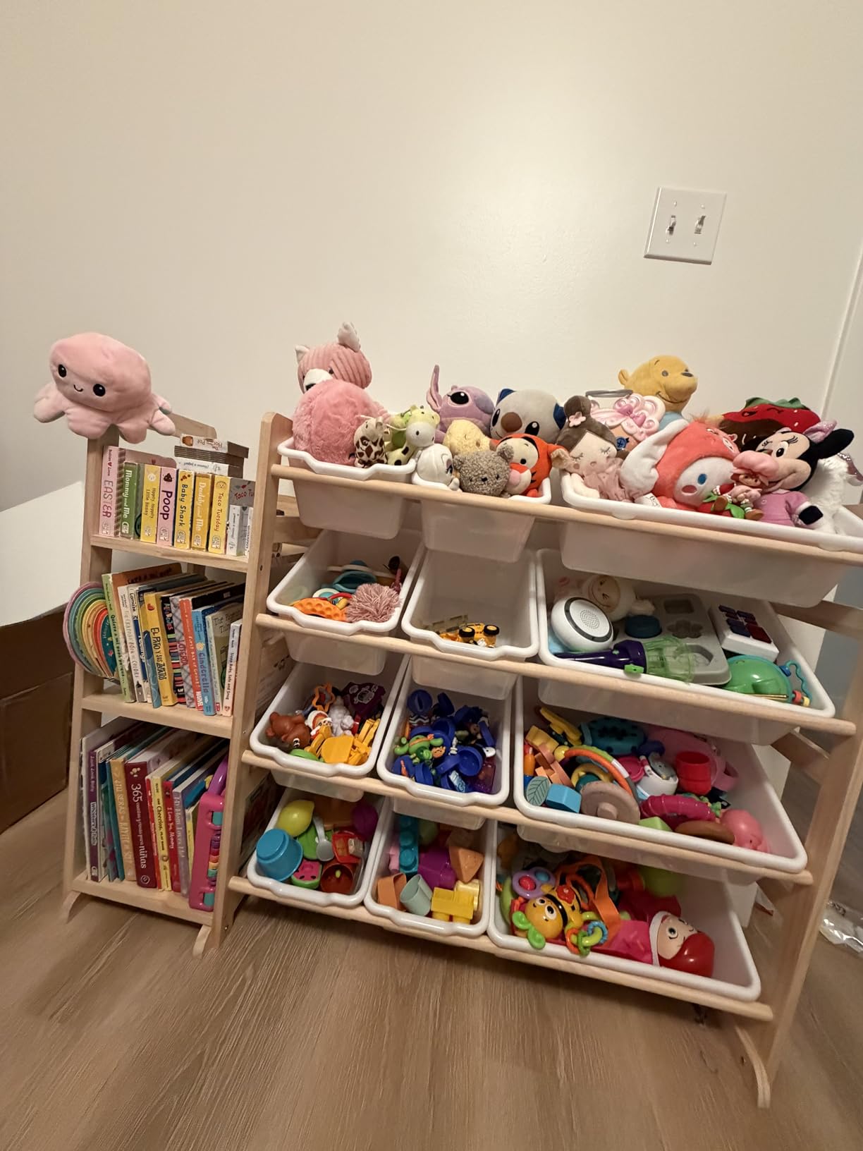 Toy Storage Organizer - Toy Organizers and Storage with Bookshelf, Toy Storage Shelf with 3 Shelves and 12 Storage Bins, Kids Bookshelf and Toy Storage for Kids Room, Playroom, Bedroom, Nursery, White customer photo 1