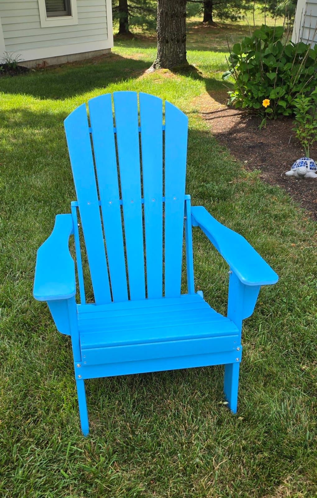 Plawdlik Folding Adirondack Chair Set of 4, Cup Holder, Wooden Textured, Heavy All-Weather HDPE Comfortable Set Poolside Backyard Lawn Black customer photo 2