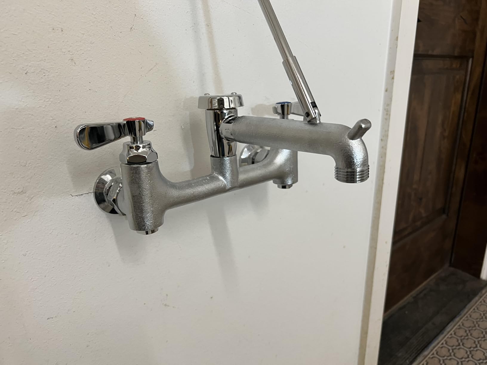 8 Center Commercial Mop Sink Faucet with Vacuum Breaker Wall Mount | Heavy-Duty Service Sink Faucet 3/4