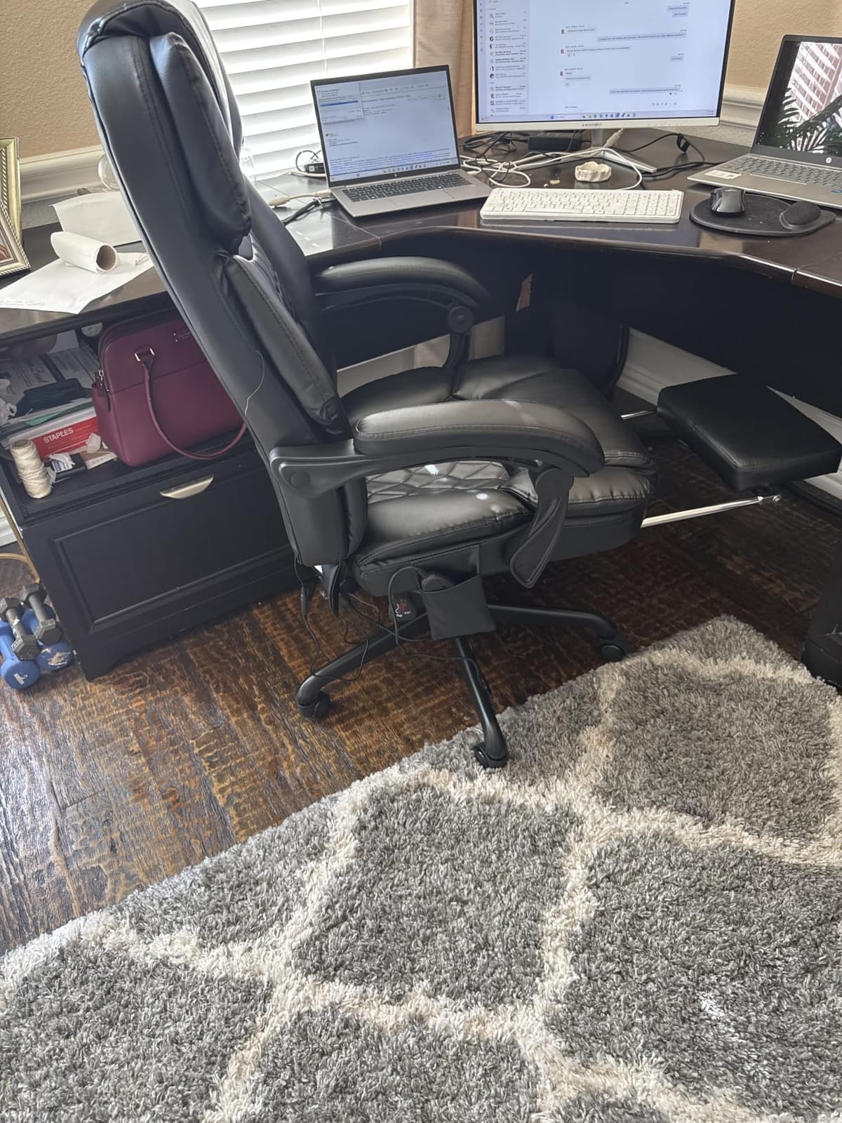 Massage Office Chair with Foot Rest 6 Points Vibration and Heat Home Office Desk Chairs for Heavy People 400lbs Reclining Managerial Chairs Ergonomic Executive Chair (Black) customer photo 2