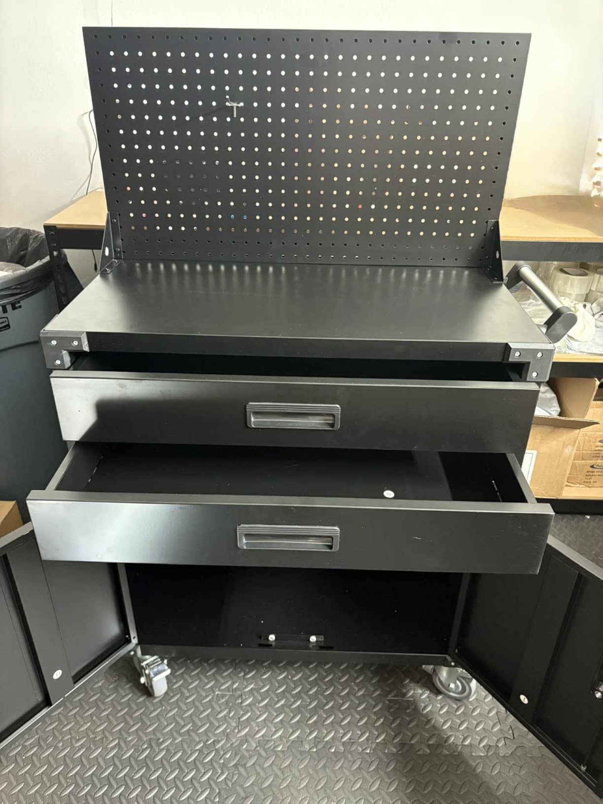Work Benches for Garage with Drawers(Black,31.8''x16.5''x52'') customer photo 2