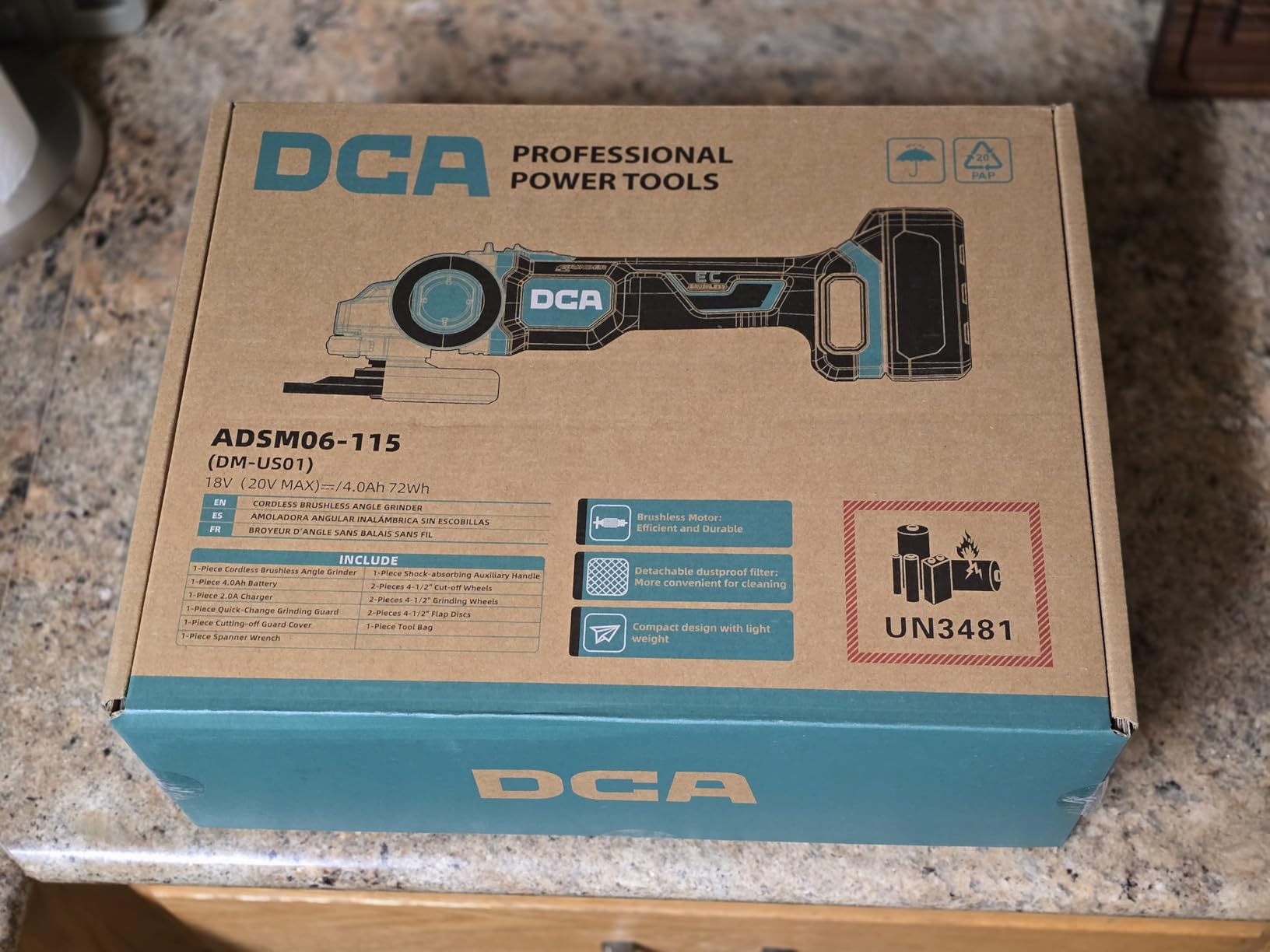 DCA Cordless Angle Grinder 4-1/2 inch, 20V Brushless Motor 8500RPM, Battery Grinder Tool-Free Guard, 4.0Ah Battery & Charger, Power Electric Cut Off Tool with 6 Discs for Cutting, Grinding, Polishing customer photo 1