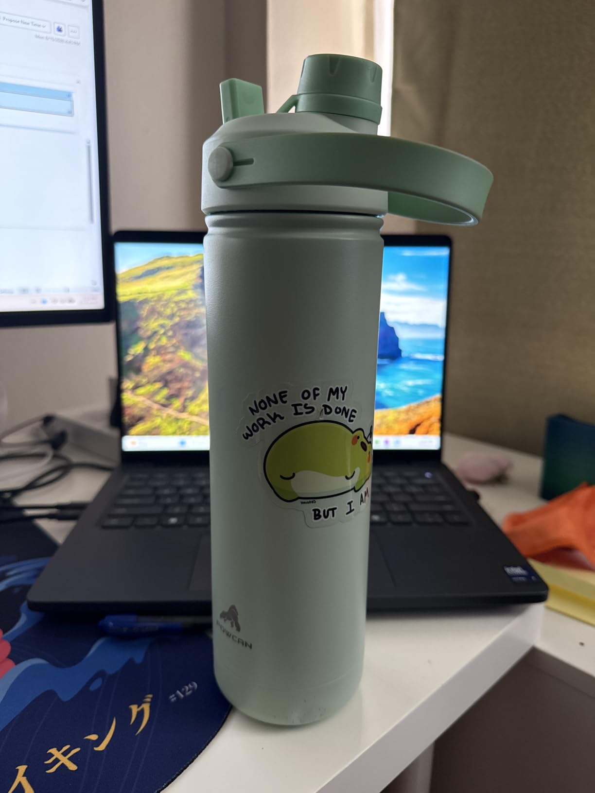 POWCAN 26 oz Insulated Water Bottle with 2-in-1 Straw and Spout Lid, Keep Cold 24H, Leak-Proof, Fits in Car Cup Holder, Stainless Steel Water Bottle for Sports, Travel, and School (Dark Knight) customer photo 1