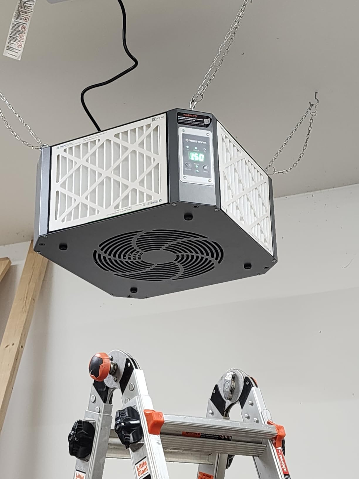 Abestorm 360 Degree Intake Air Filtration System for Woodworking, Built-in Ionizer, 1350CFM Hanging Air Filter, Shop Dust Collector, Garage WorkShop, MERV-11 filter, DecDust 1350IG customer photo 2