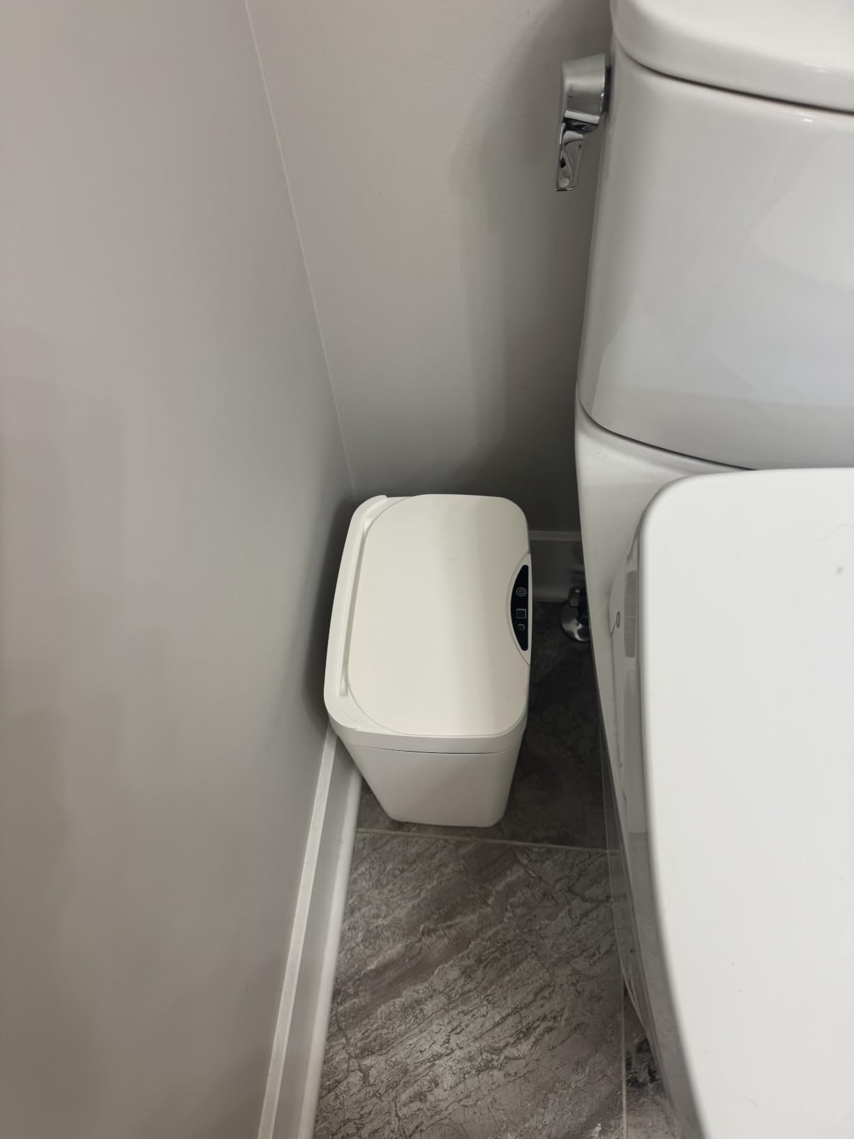 Vanpopubs 2 Pack 2.7 Gal Bathroom Trash Can with Lid, Automatic Trash Can Small Smart Garbage Can Touchless, Slim Motion Sensor Waterproof Plastic Trash Bins for Bedroom Office Kitchen Toilet customer photo 1