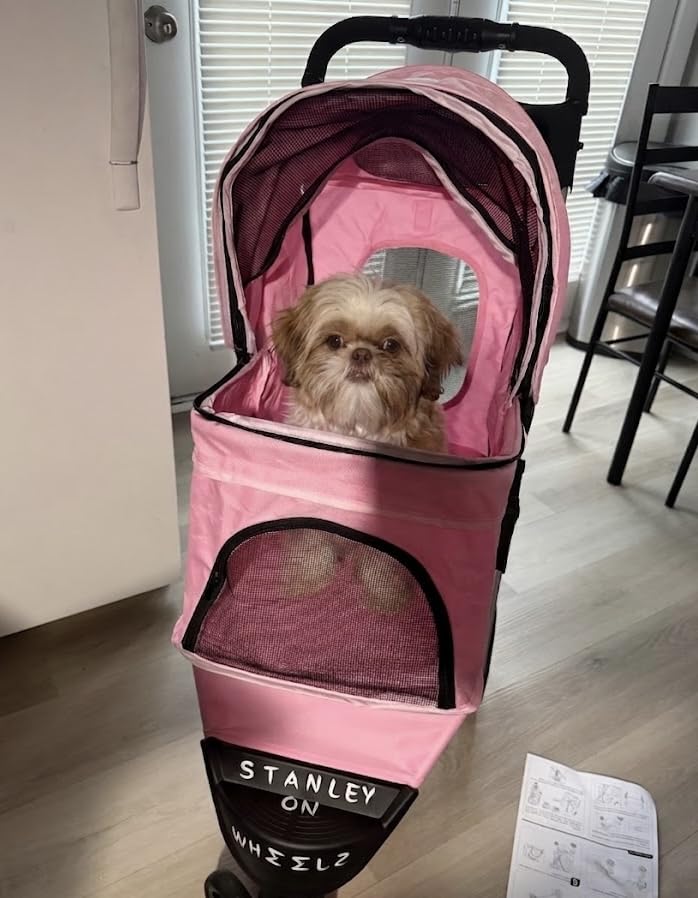 MoNiBloom Pet Stroller for Small/Medium Dogs and Cats up to 33 lbs, Gray customer photo 1
