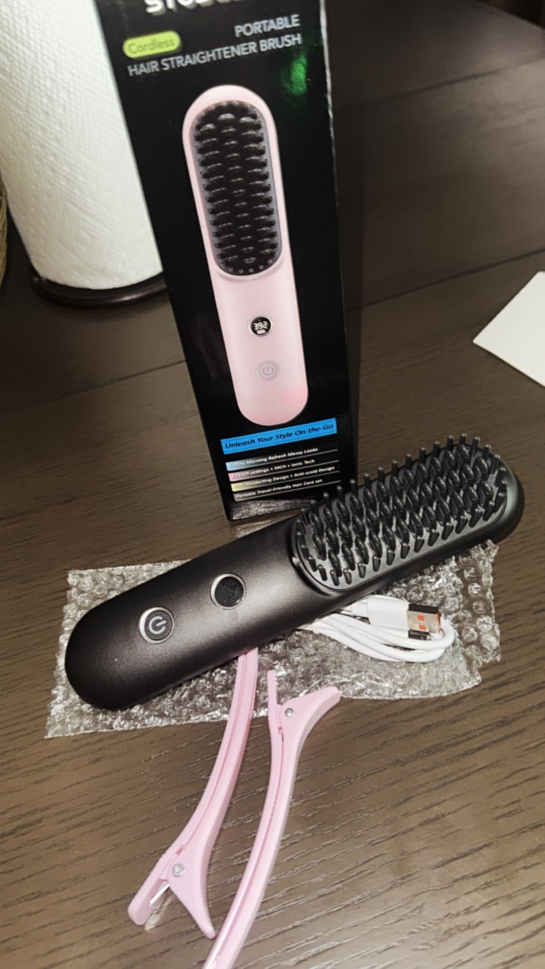 STUDLLY LCD Screen Cordless Hair Straightener & Curler 2 in 1, Pink customer photo 1