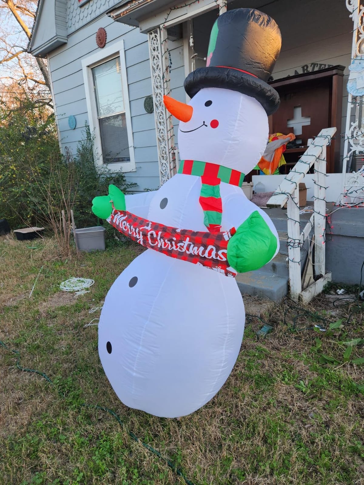 zukakii 7FT Christmas Inflatables Decorations with Built-in Music & 360° Rotation Colorful Projector LED Light Snowman Christmas Blow Up Yard Decorations Indoor Outdoor Christmas Decorations Decor customer photo 2