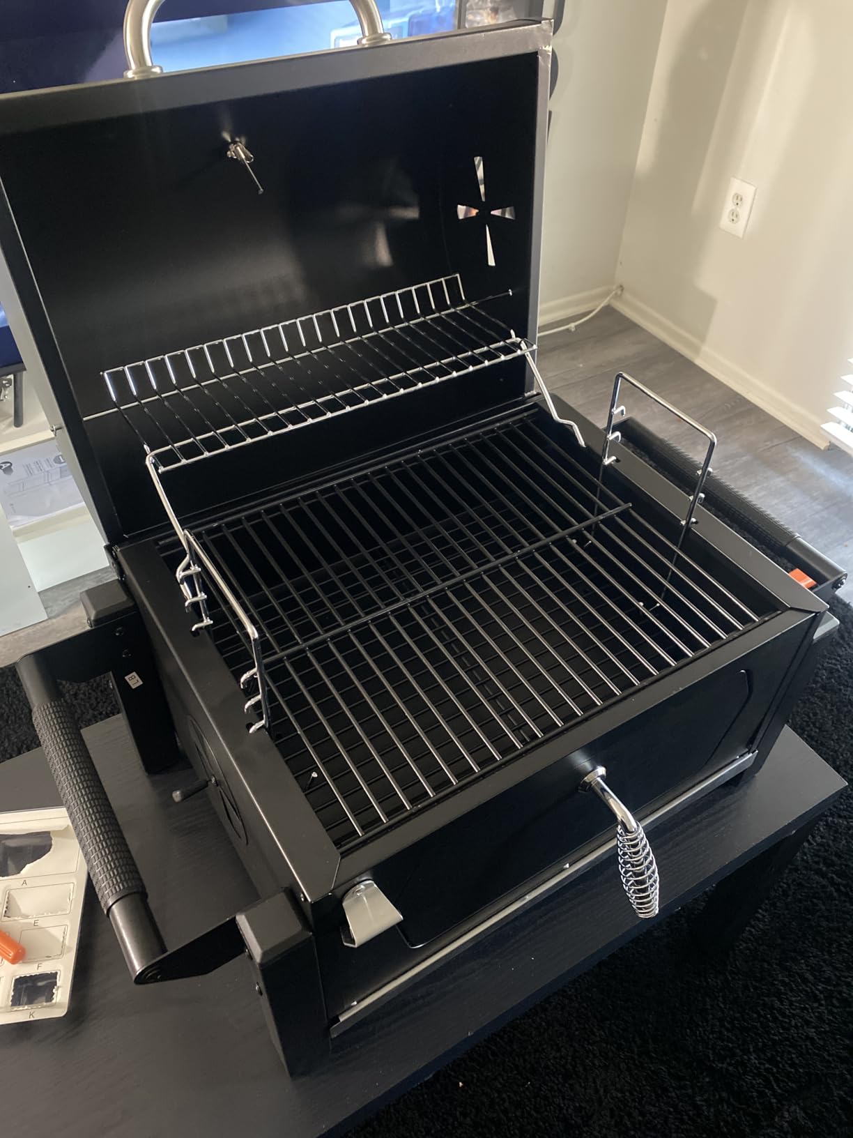 Royal Gourmet CC1619 Portable Charcoal Grill, Convertible Lid-to-Grill Zone, Outdoor Compact Tabletop Barrel BBQ Grill with 217 Sq. In., for Backyard, Patio and Parties, Lid with Latch Buckle, Black customer photo 2