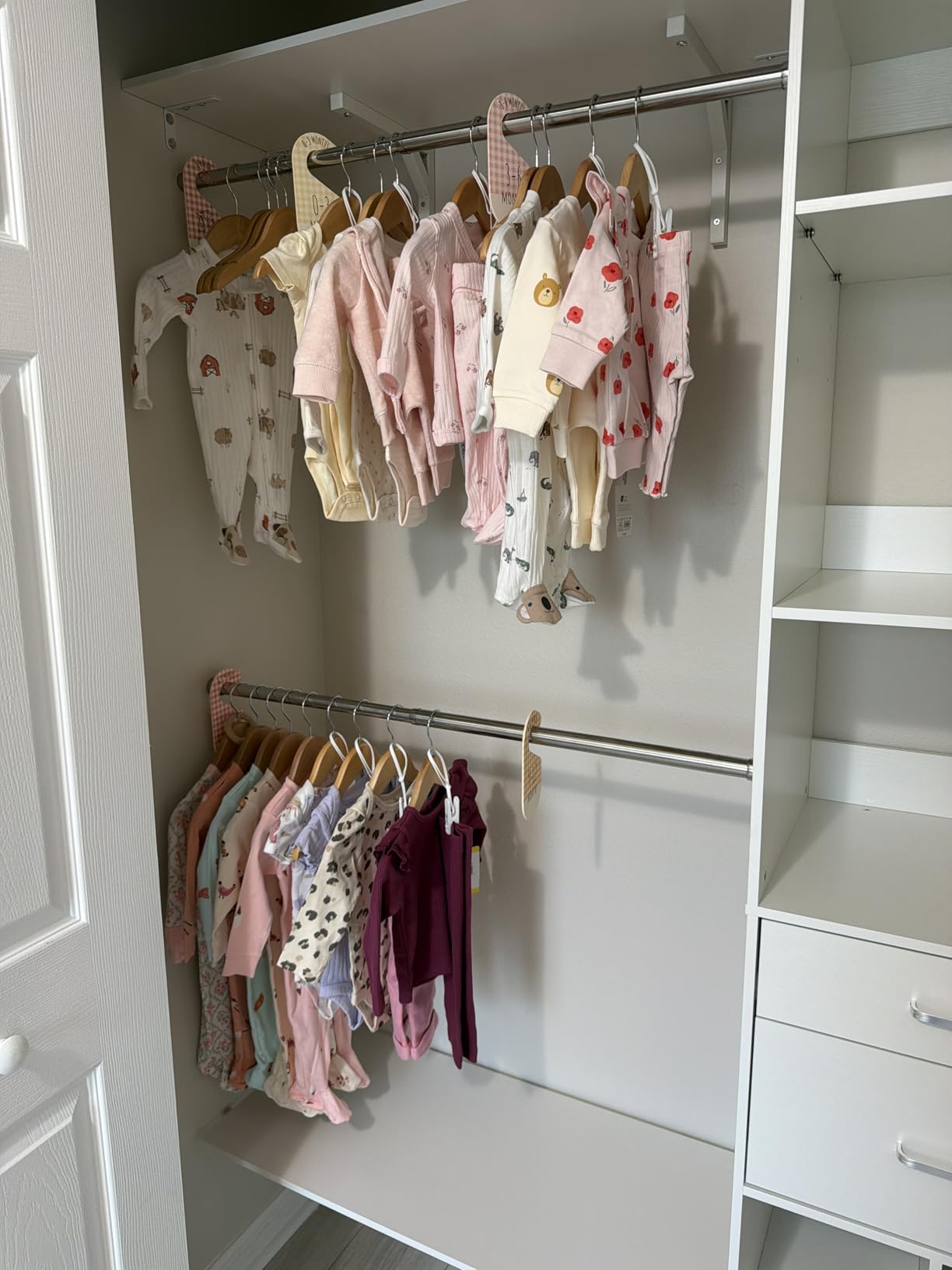 Besiost Closet System - 5-8FT Closet Organizer System with Wooden Drawers & Cube Storage Organizer, Up To 96