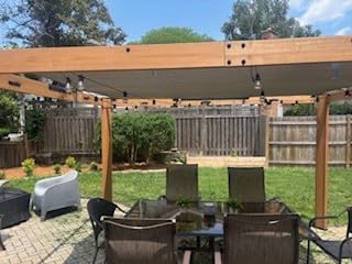 Backyard Discovery Brendan 12' x 10' Modern Cedar Wood Pergola Kit with Heavy-Duty Sun Shade Sail Screen Canopy, PowerPort, High-Wind Rating for Outdoor Patio, Garden, Deck, and Entertaining customer photo 1