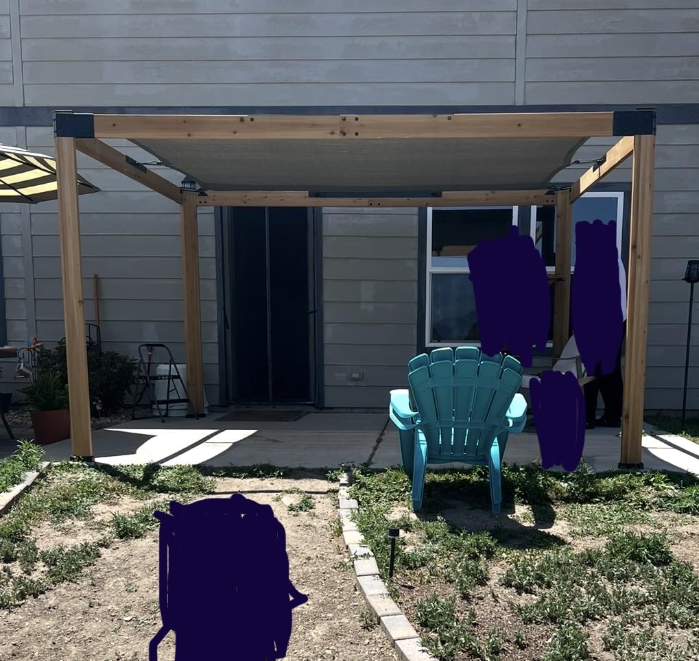 Backyard Discovery Brendan 12' x 10' Modern Cedar Wood Pergola Kit with Heavy-Duty Sun Shade Sail Screen Canopy, PowerPort, High-Wind Rating for Outdoor Patio, Garden, Deck, and Entertaining customer photo 2