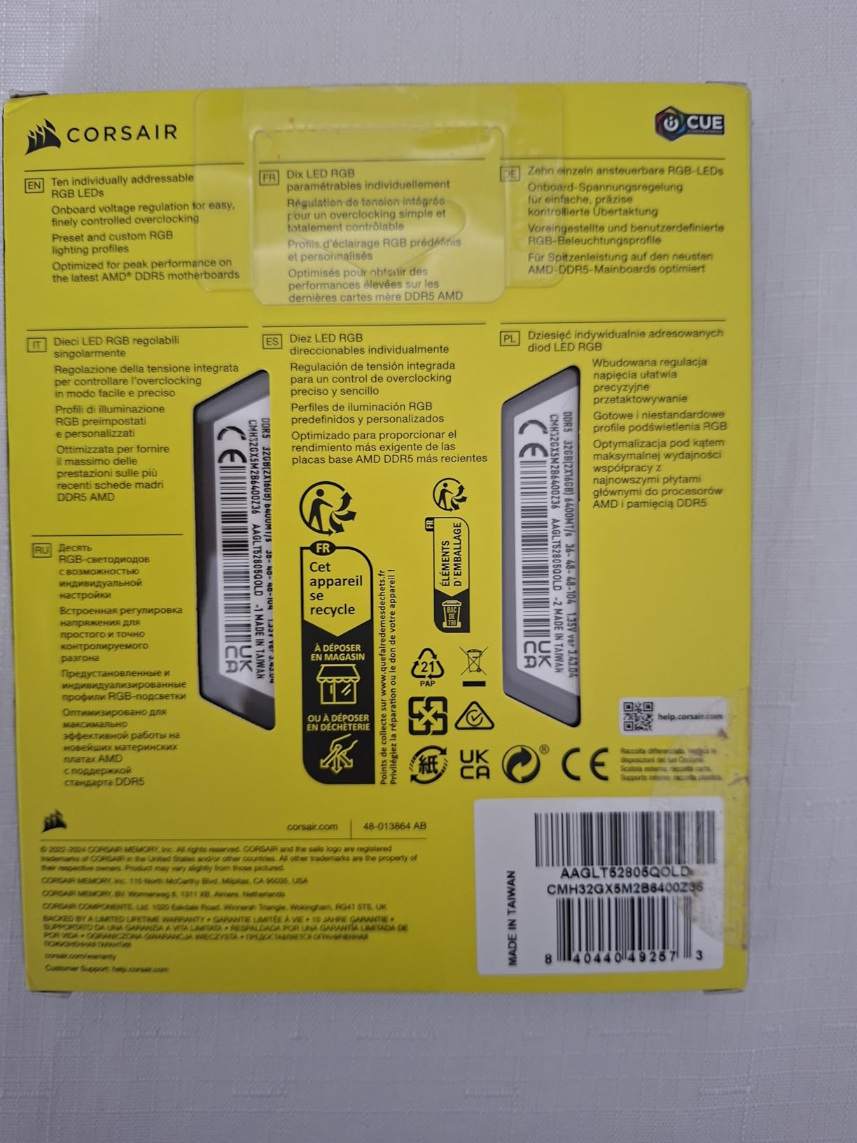 CORSAIR Vengeance RGB DDR5 RAM 32GB (2x16GB) 6400MHz CL36-48-48-104 1.35V AMD EXPO Intel XMP 3.0 Desktop Computer Memory – Gray (CMH32GX5M2B6400Z36) customer photo 1