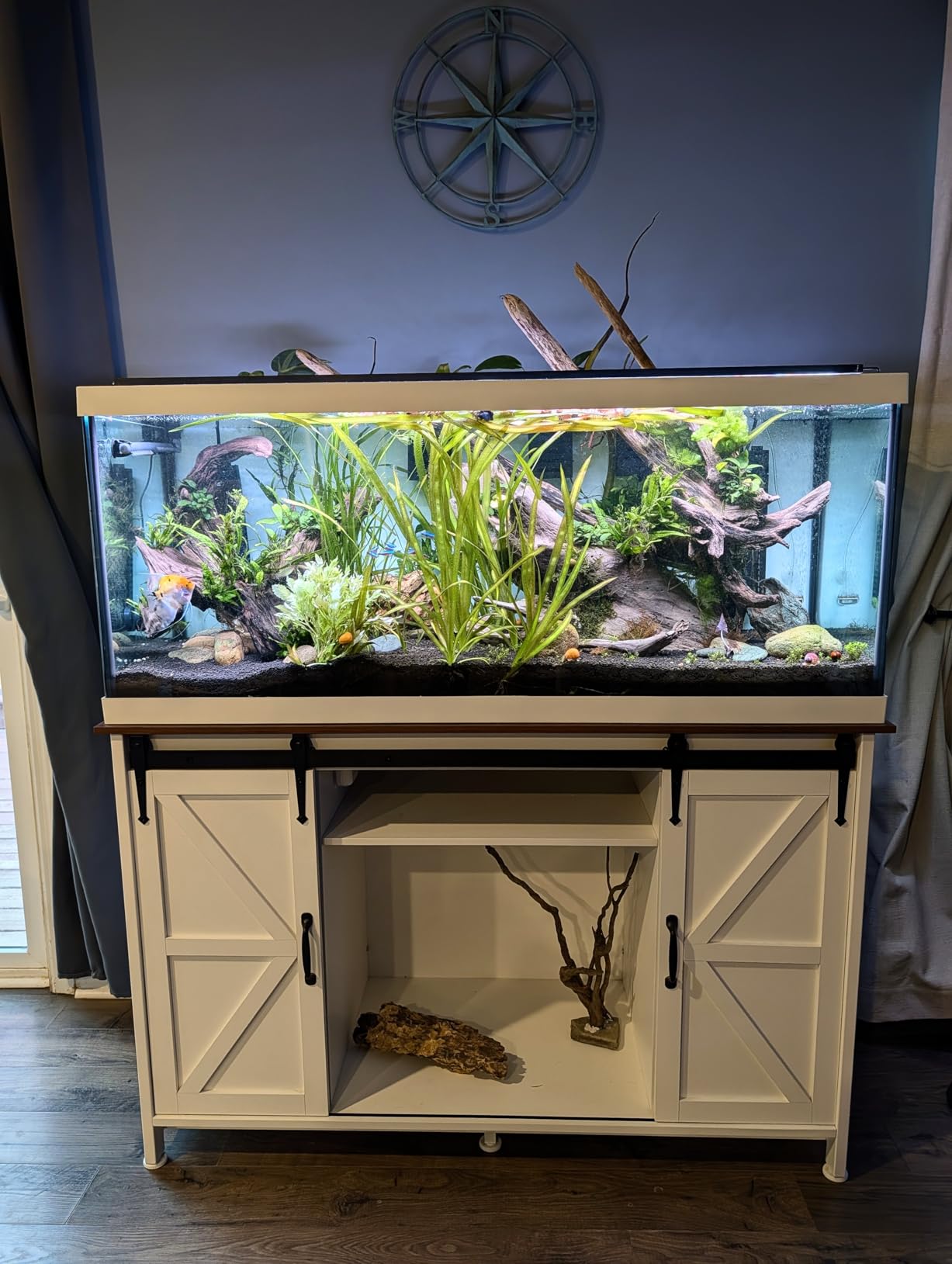 VOWNER Farmhouse 55-75 Gallon Fish Tank Stand with Power Outlet, Grey customer photo 1