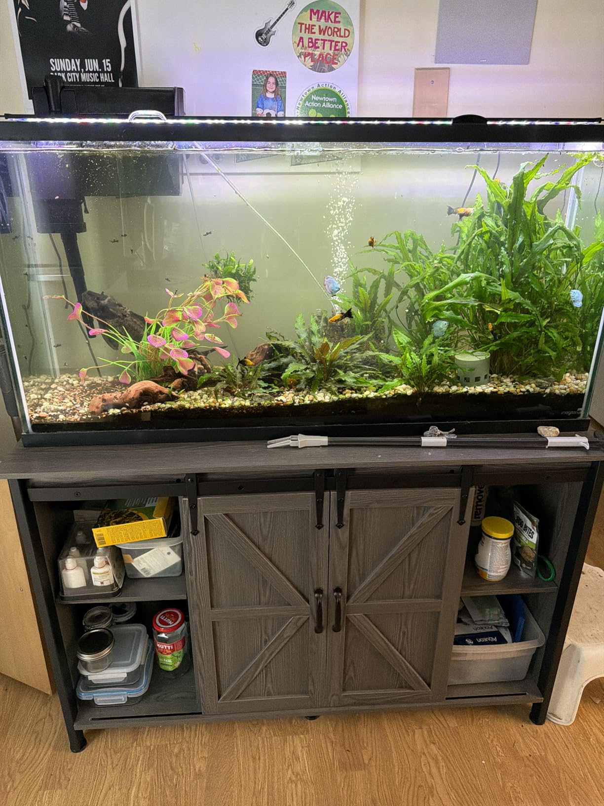 VOWNER Farmhouse 55-75 Gallon Fish Tank Stand with Power Outlet, Grey customer photo 2