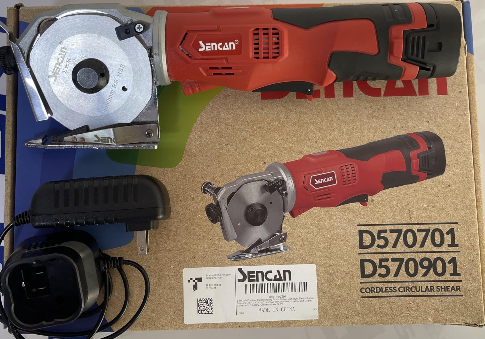 Cordless Electric Rotary Shear Cutter, Multi-layer Electric Fabric Scissors with 1.3