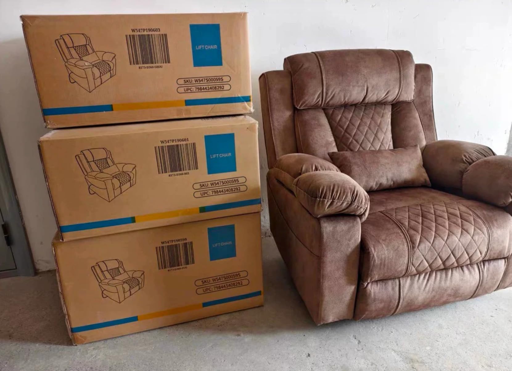 FUNECORP Big Man Power Lay Flat Lift Recliner Chair, Tan | Dual Motor Heat Vibration for Elderly, 28