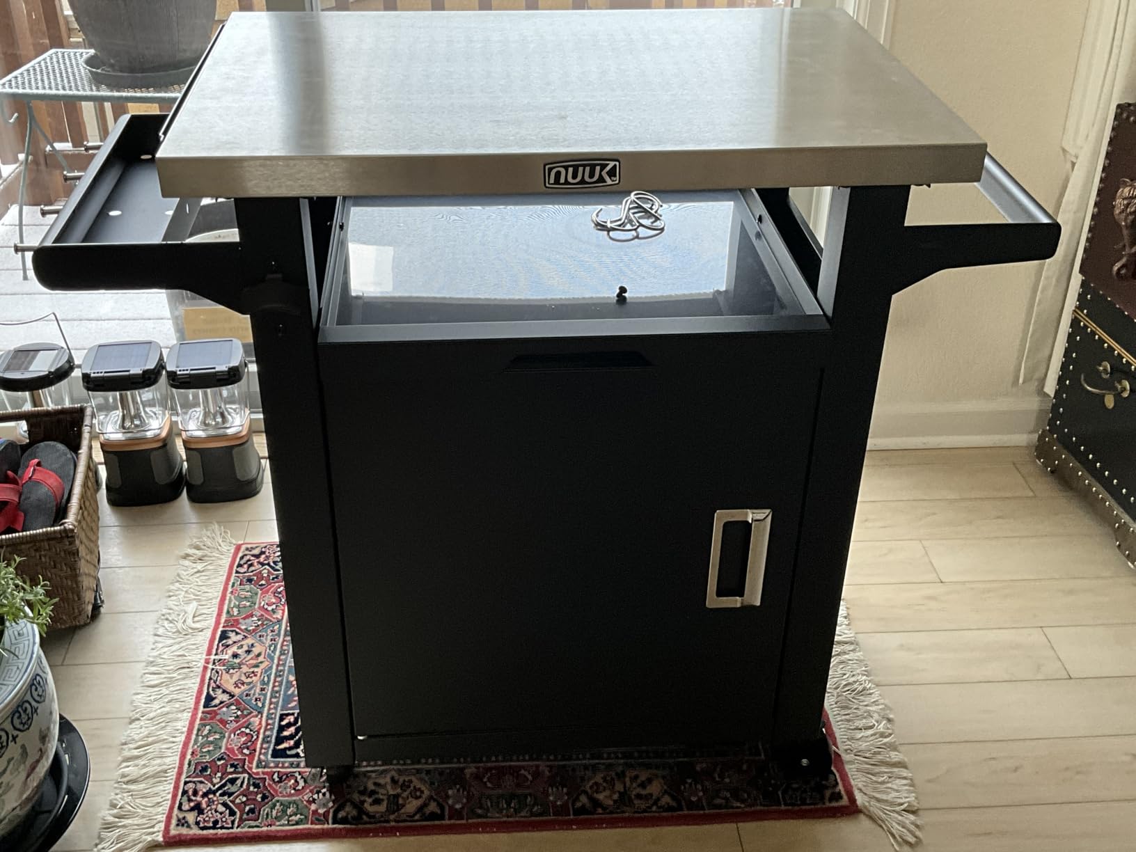 NUUK Grill Table with Storage Cabinet, Outdoor Grill Cart Pizza Oven Table with Wheels, Stainless Steel Top Kitchen Island 20