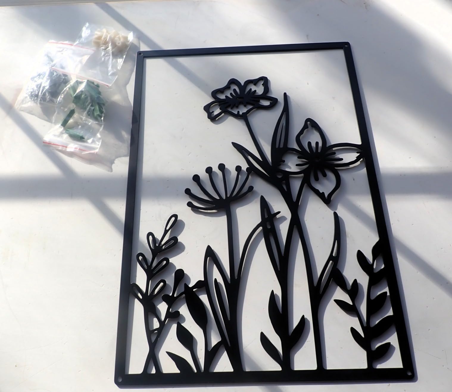 Black Metal Botanical Wall Art, Boho Farmhouse Flower Bathroom Wall Decor | 3D Minimalist Floral Line Wall Decor for Bathroom, Office, Living Room (4 Pcs, 12x17 in) customer photo 2