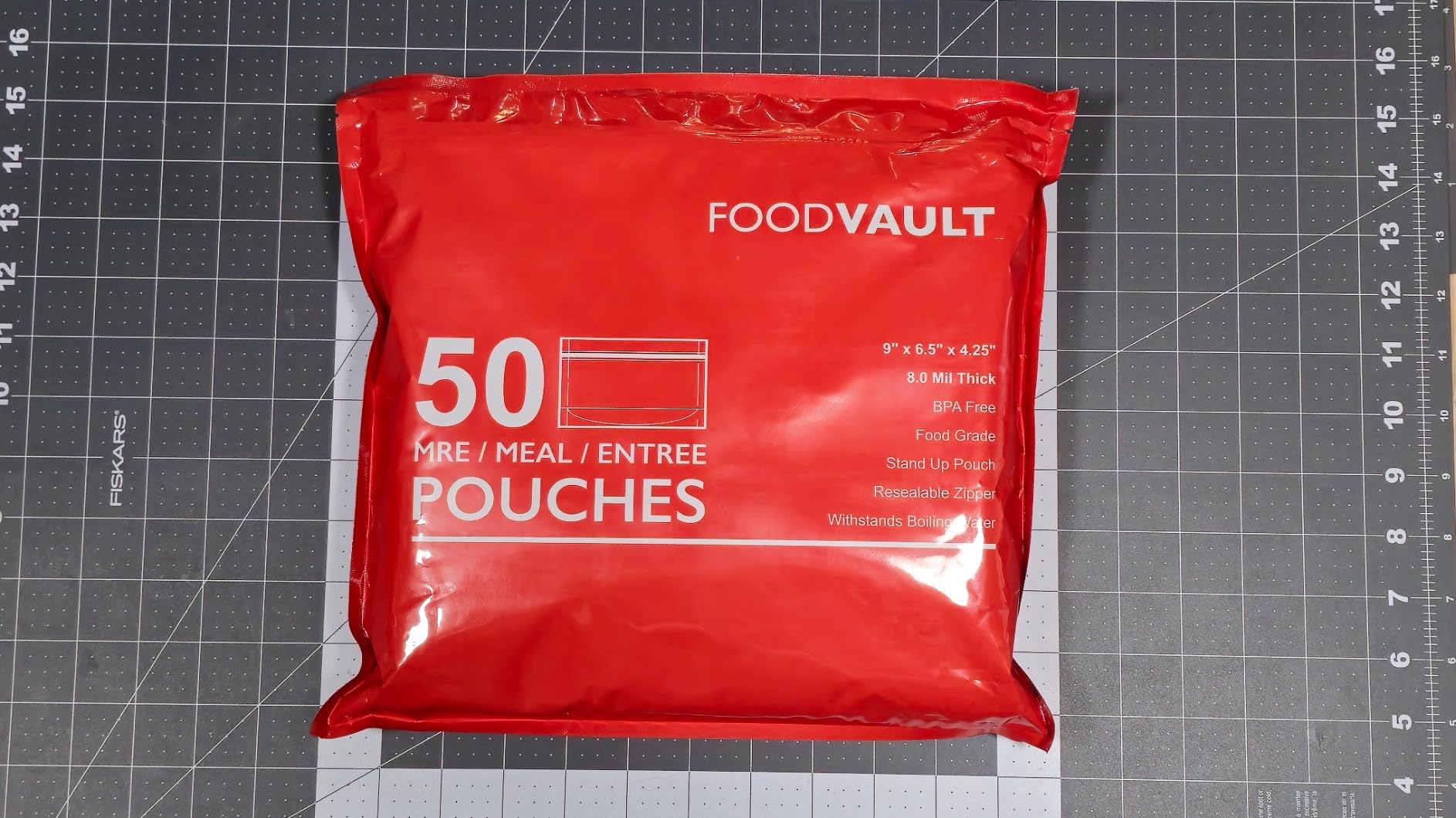 MRE Mylar Bags, 16 Mil Total Thickness, Stand-Up Resealable Pouches for Long-Term Food Storage, Freeze Dried Meals & Backpacking [50-Pack | 9